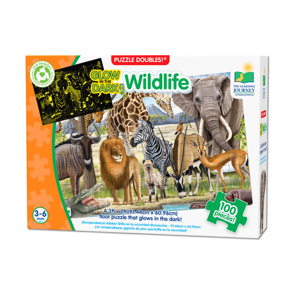 The Learning Journey Puzzle Doubles! - Glow in the Dark Wildlife: 100 Pcs
