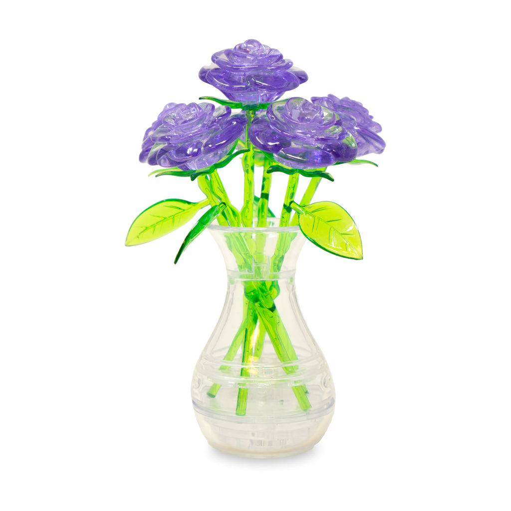 AreYouGame.com 3D Crystal Puzzle - Roses in a Vase (Purple): 47 Pcs
