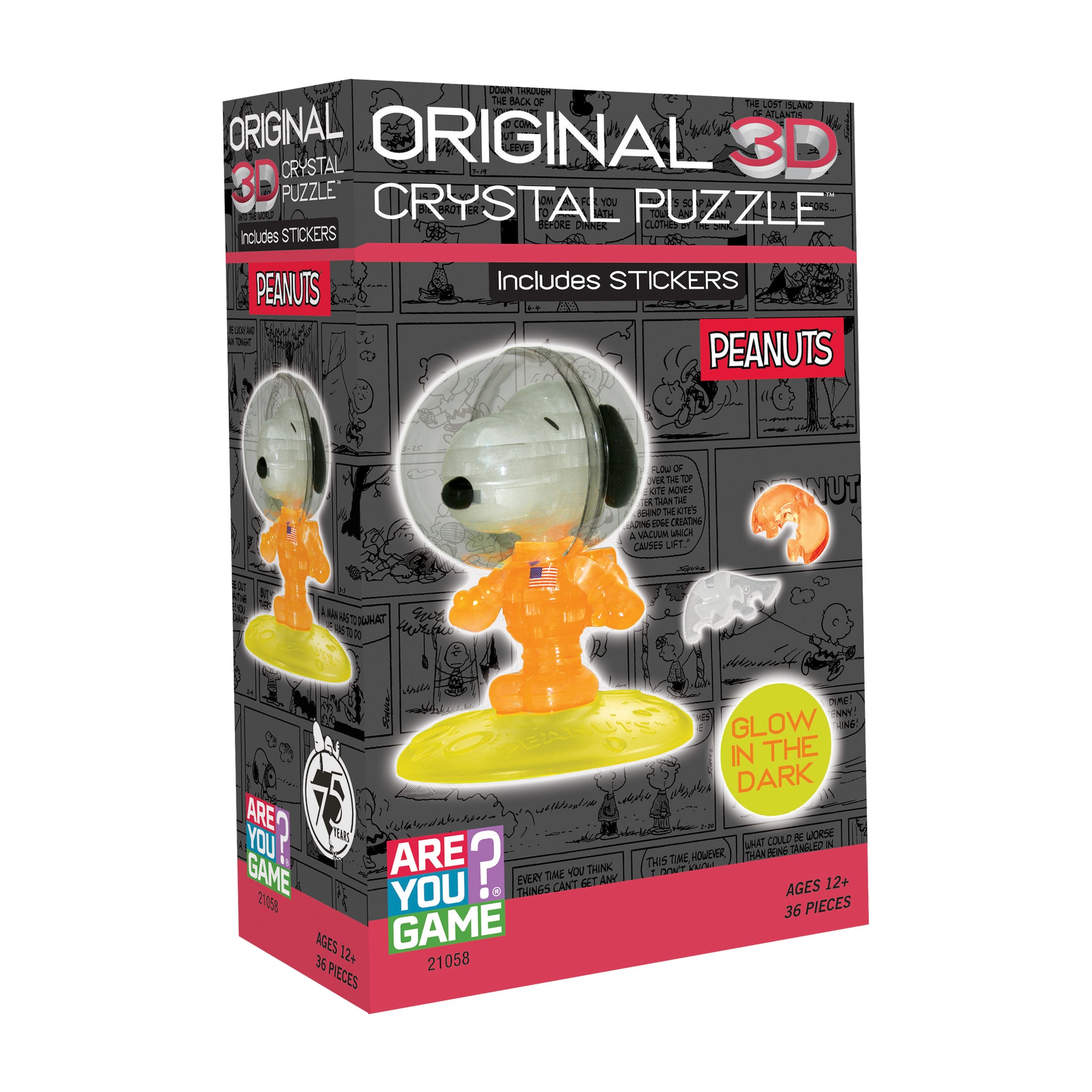 3D Crystal Puzzle - Glow-in-the-Dark Peanuts Astronaut Snoopy