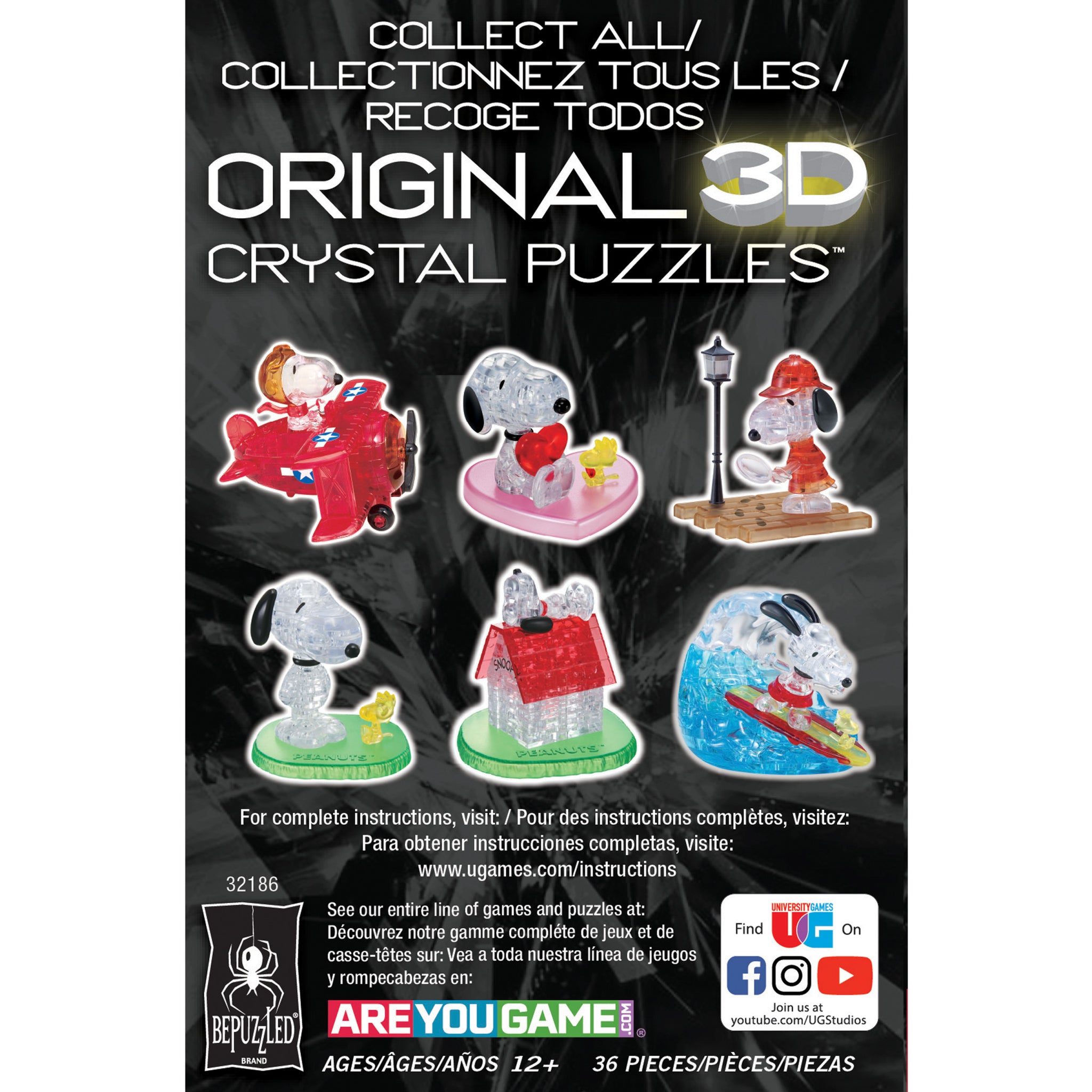3D Crystal Puzzle - Peanuts Snoopy Joe Cool | AreYouGame