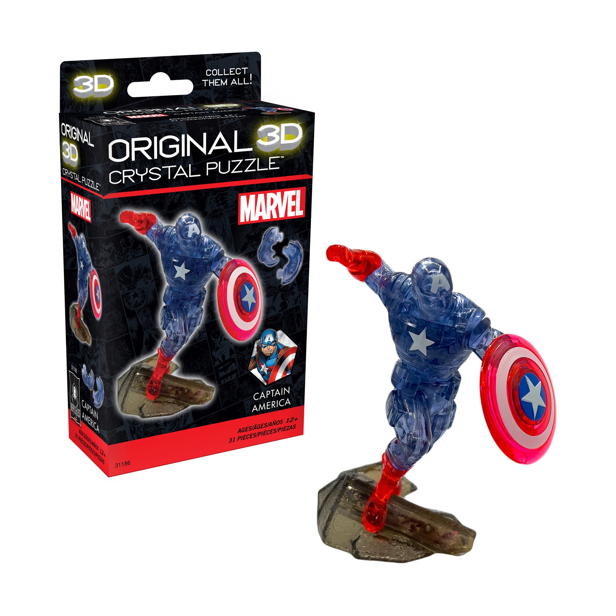 3D Crystal Puzzle - Marvel Captain America: 31 Pcs | AreYouGame