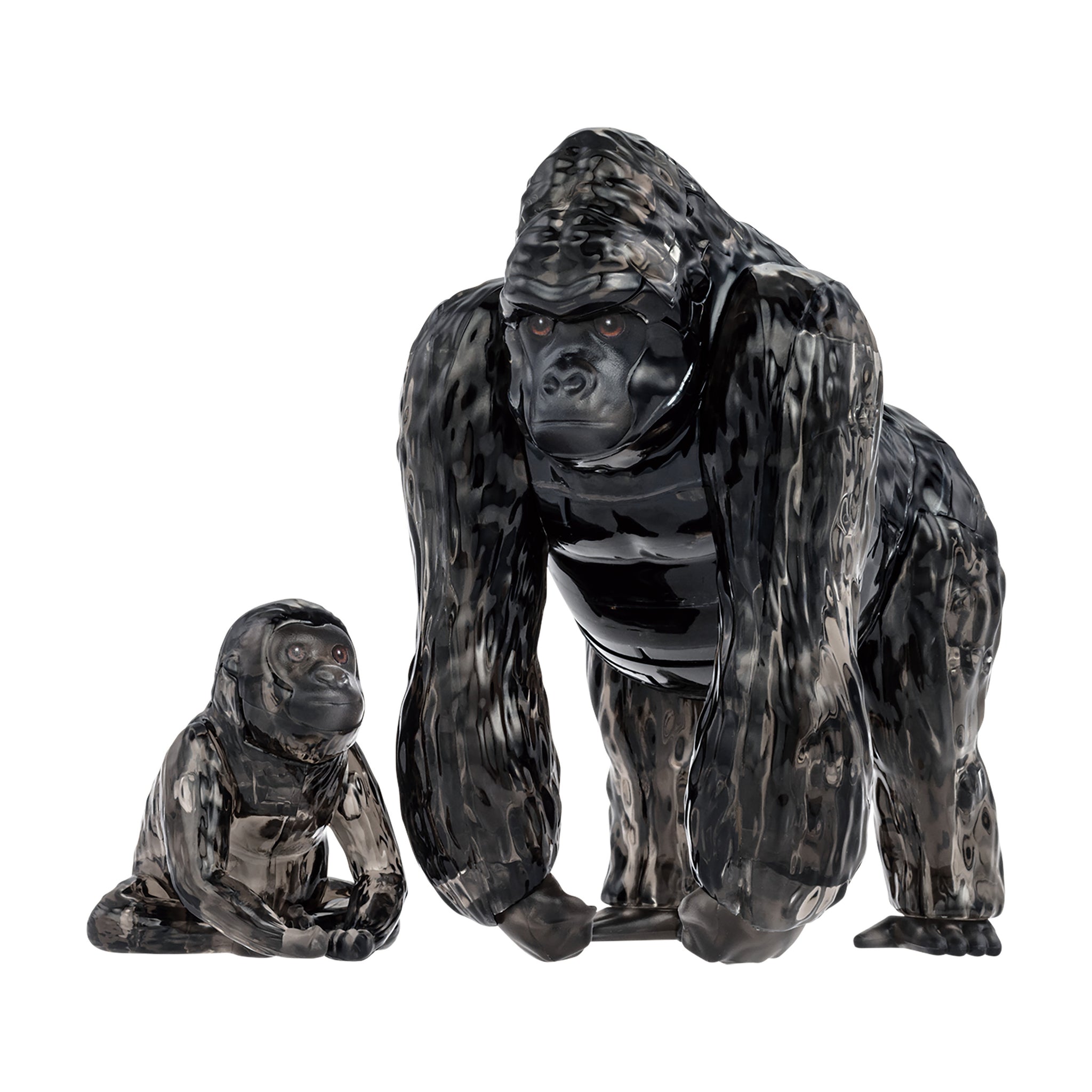 3D Crystal Puzzle - Gorilla and Baby (Black): 48 Pcs | AreYouGame