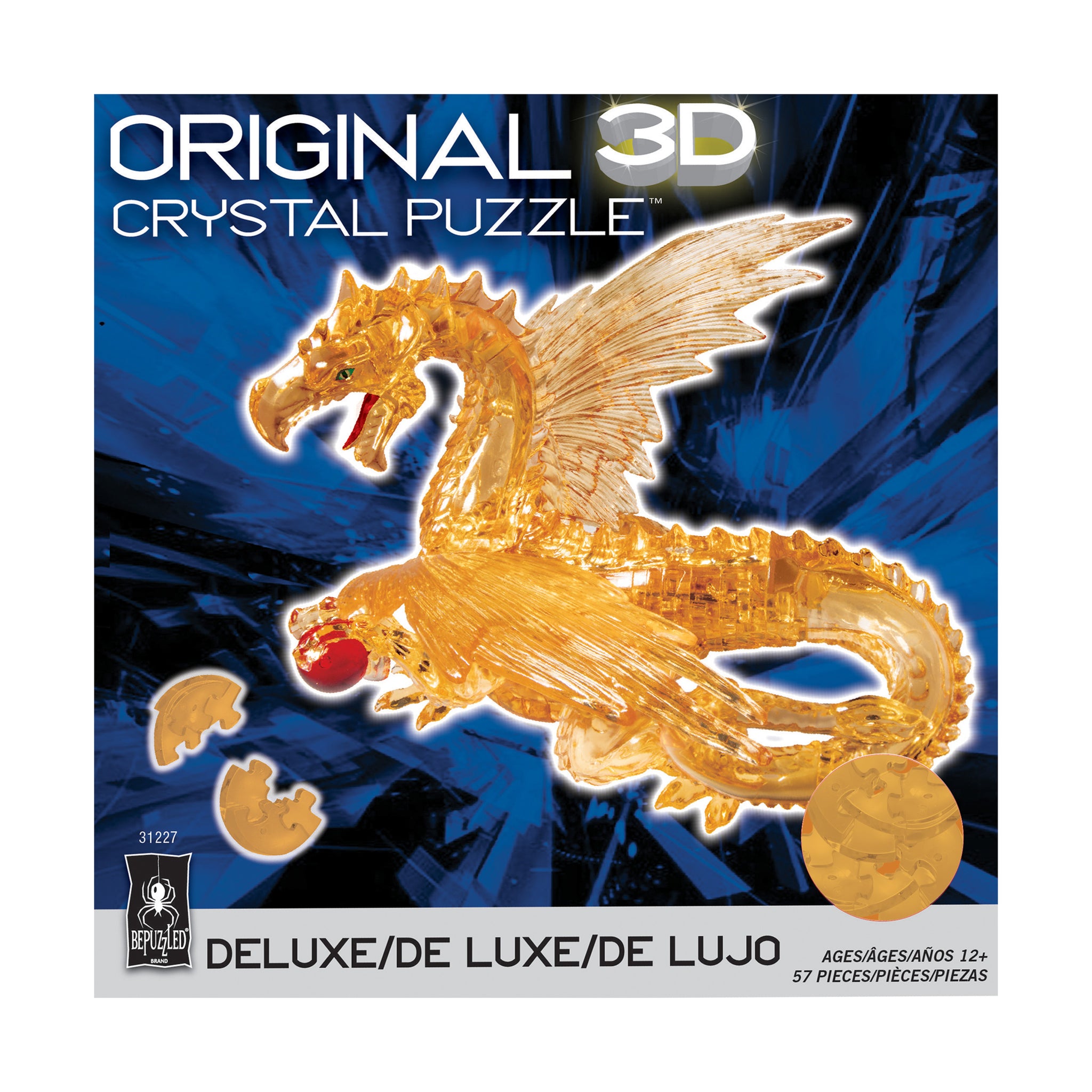 3D Crystal Puzzle - Dragon (Gold): 57 Pcs | AreYouGame