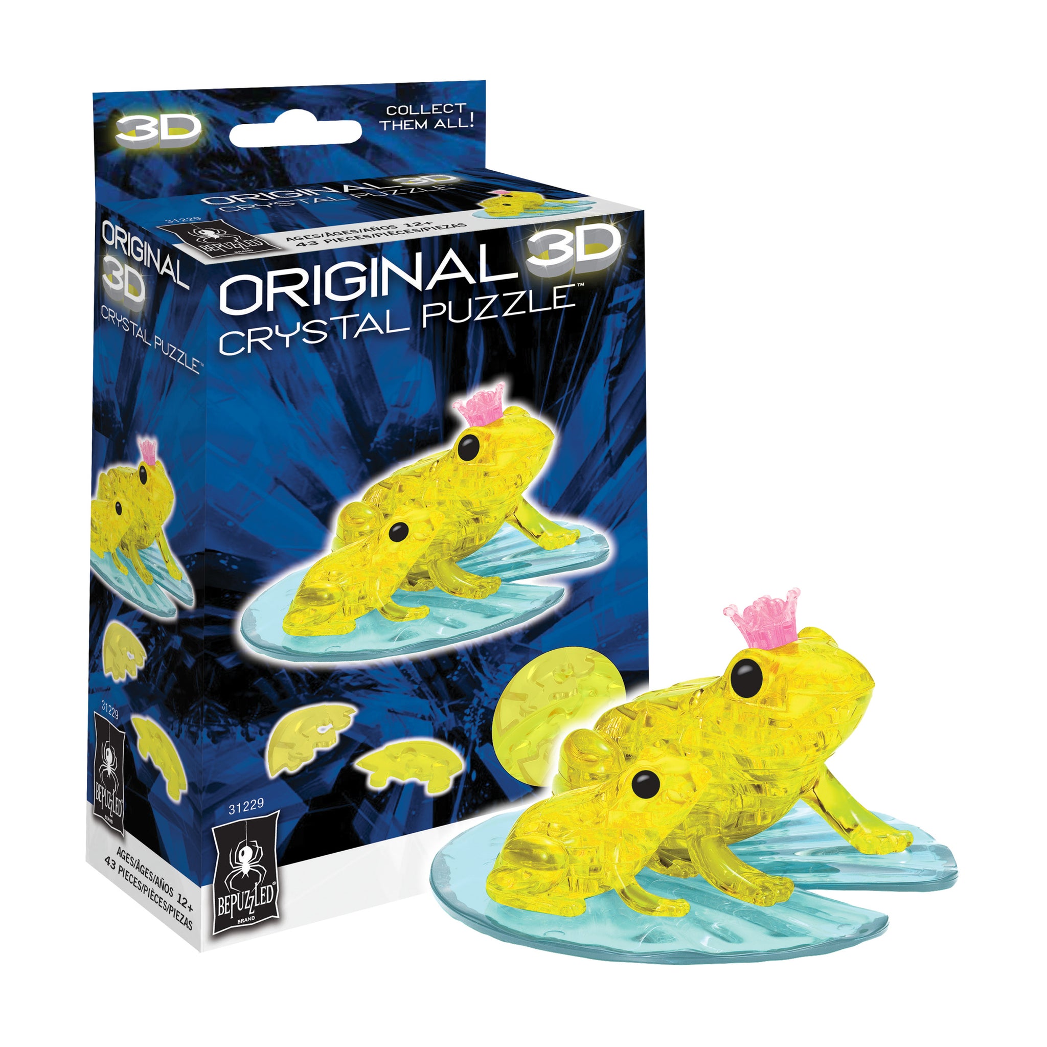 3D Crystal Puzzle - Frog (Yellow): 43 Pcs | AreYouGame