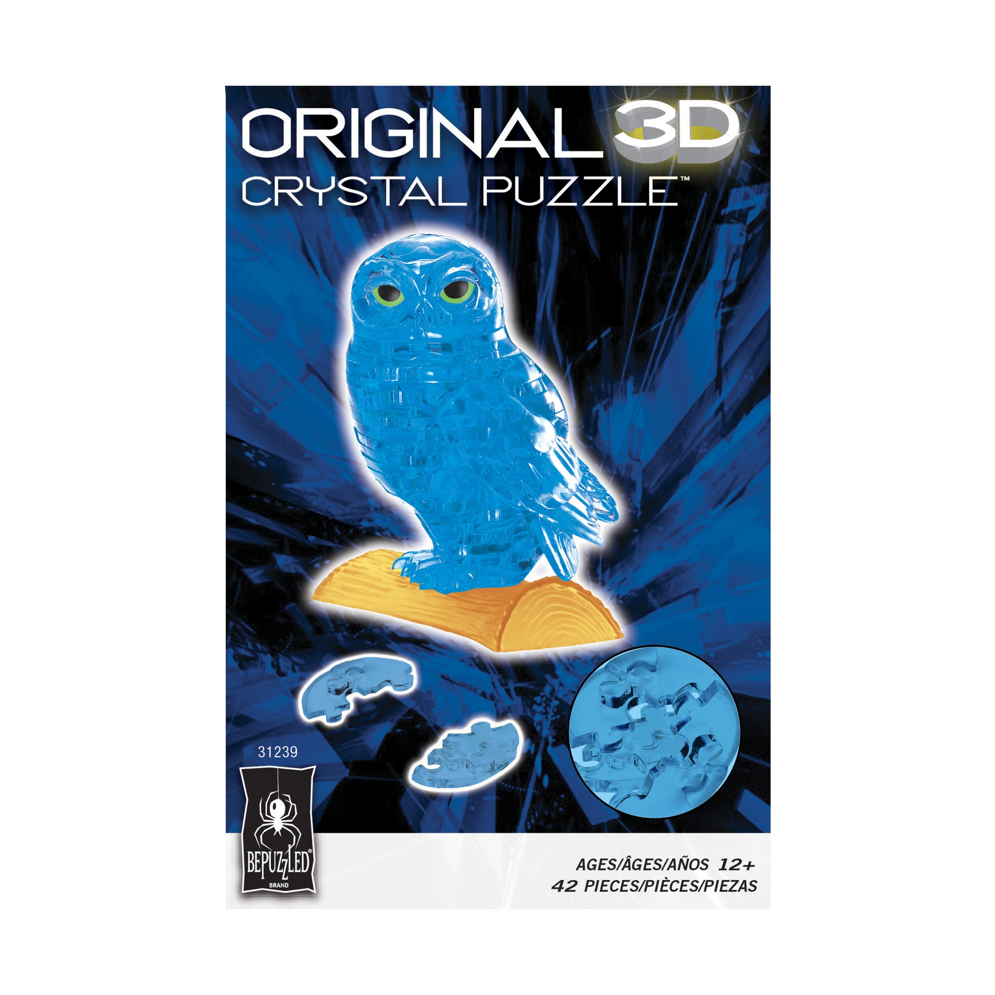 3D Crystal Puzzle - Owl (Blue): 42 Pcs | AreYouGame – AreYouGame.com