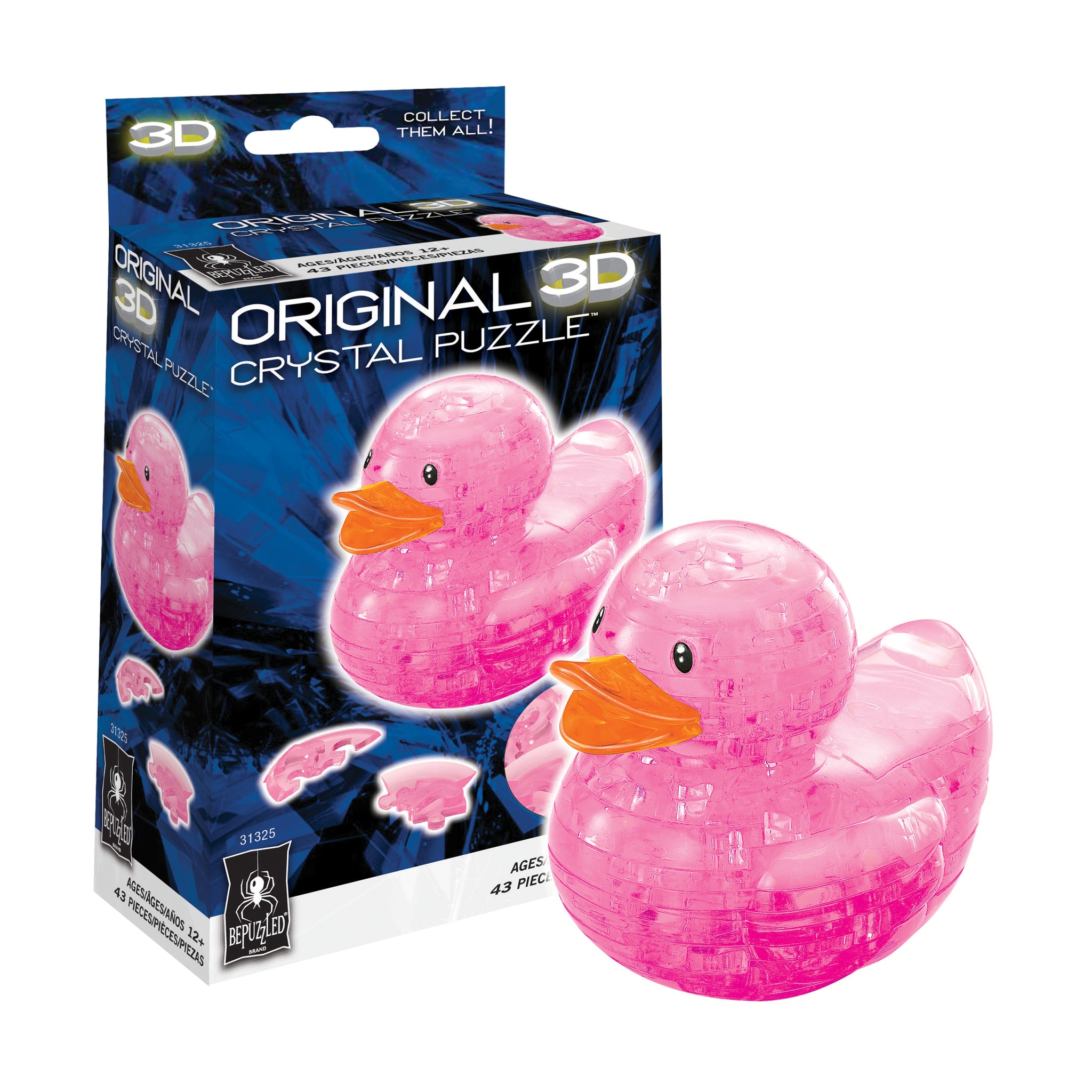 3D Crystal Puzzle - Rubber Duck (Pink) | AreYouGame – AreYouGame.com