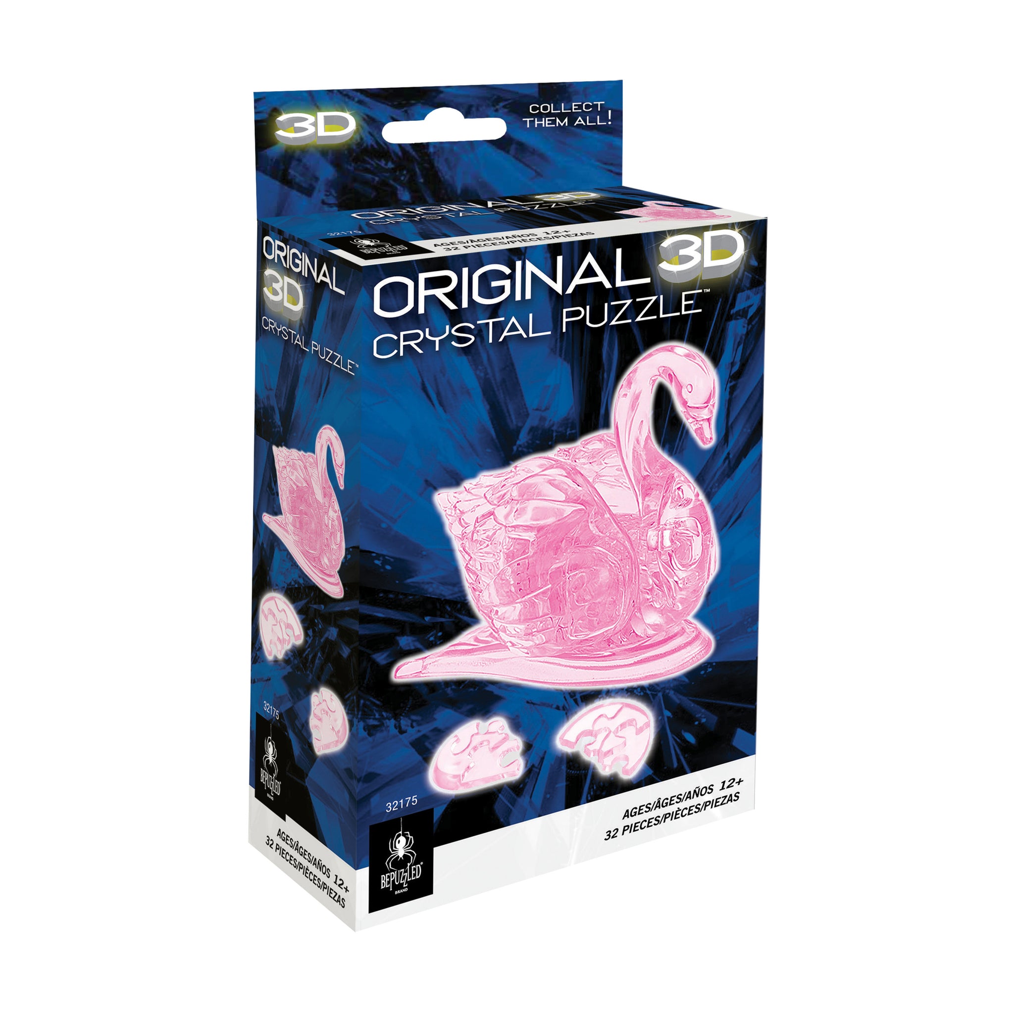 3D Crystal Puzzle: Swan (Pink): 32 Pcs | AreYouGame – AreYouGame.com