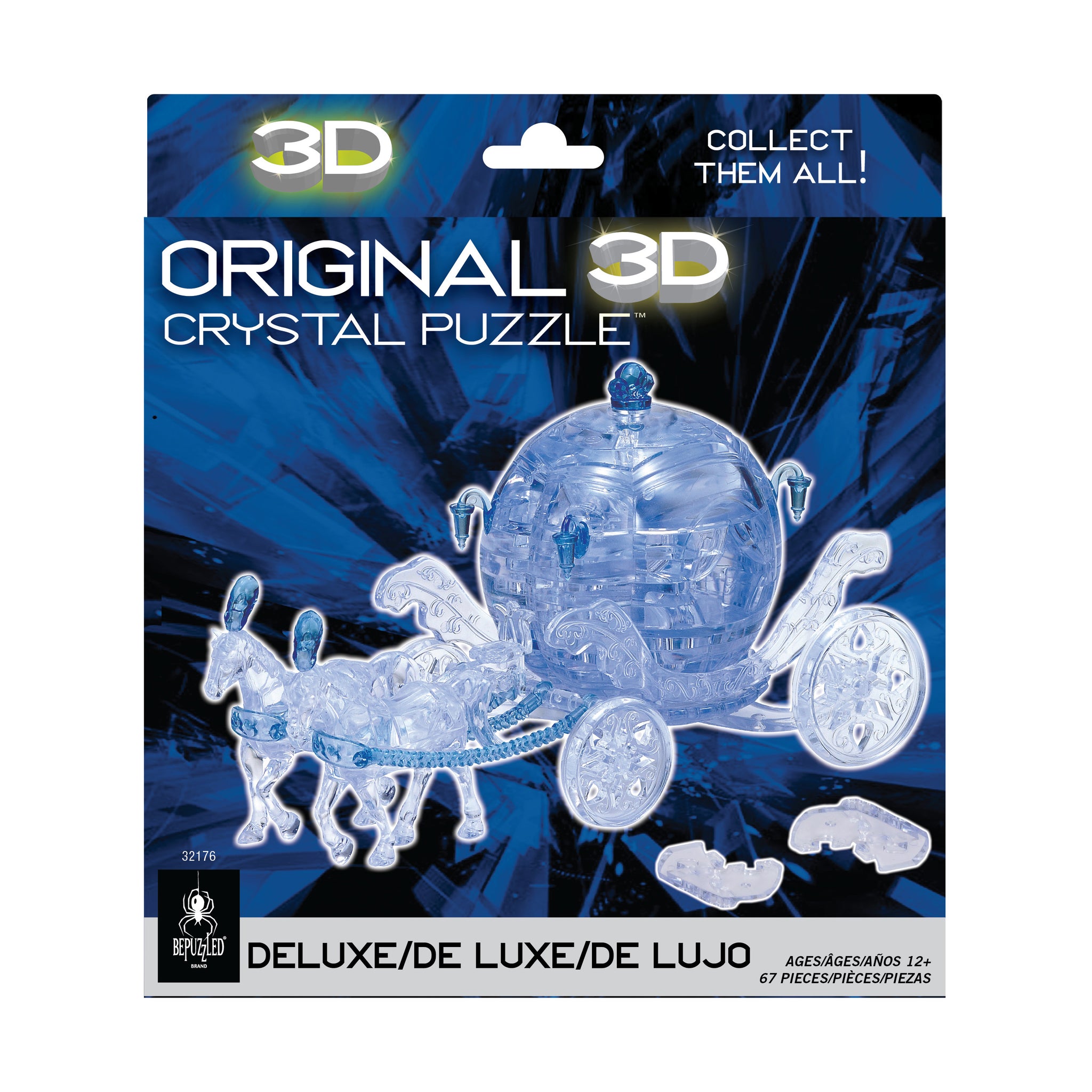3D Crystal Puzzle - Royal Carriage (Blue/White): 67 Pcs