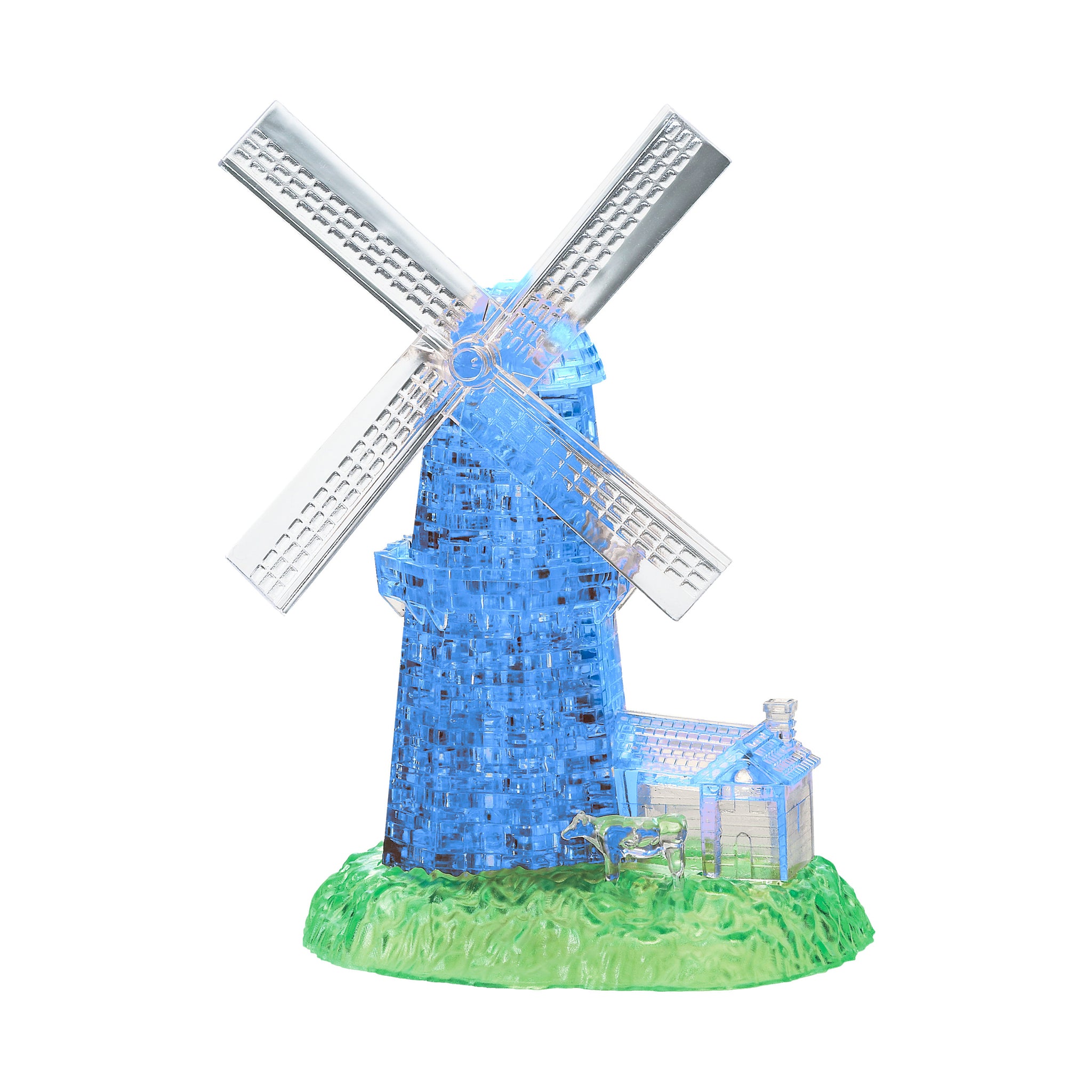 3D Crystal Puzzle: Windmill (White/Blue): 64 Pcs | AreYouGame