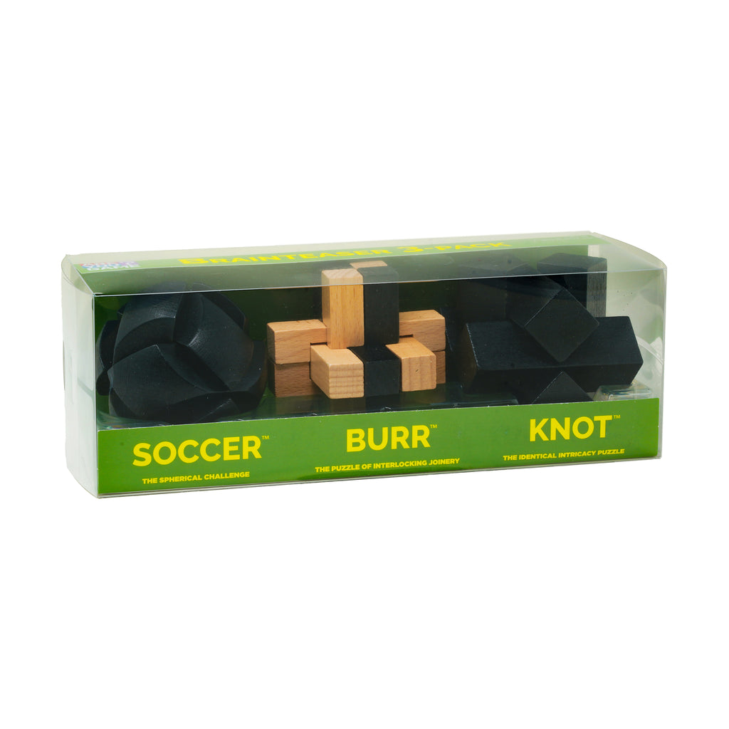 AreYouGame.com Brainteaser 3-Pack (Knot/Burr/Soccer)