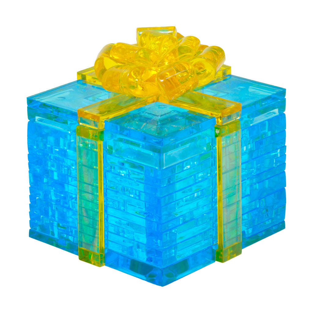 AreYouGame.com 3D Crystal Puzzle - Gift Box (Blue with Yellow Ribbon): 38 Pcs