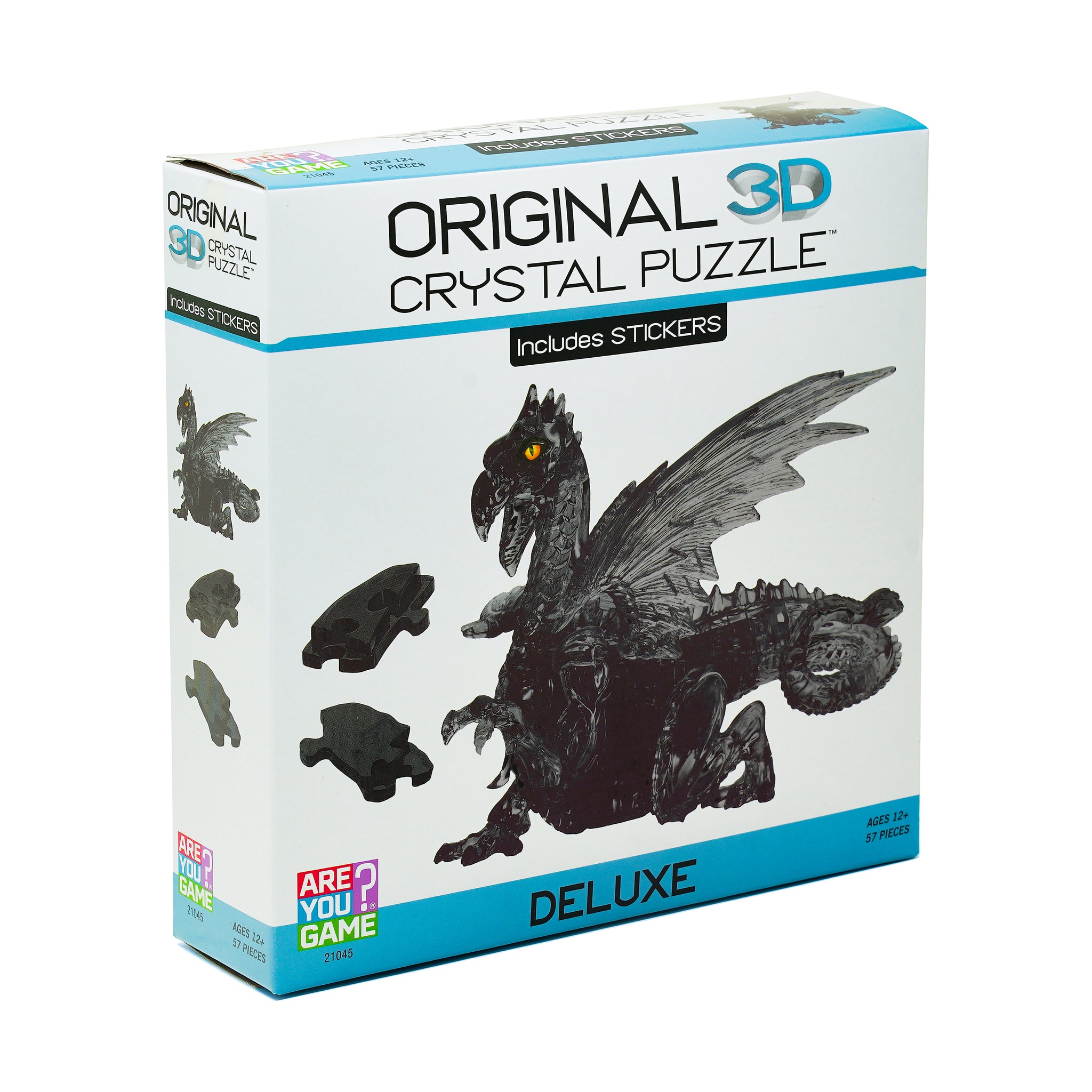 3D Crystal Puzzle - Deluxe Dragon with Stickers (Black): 57 Pcs