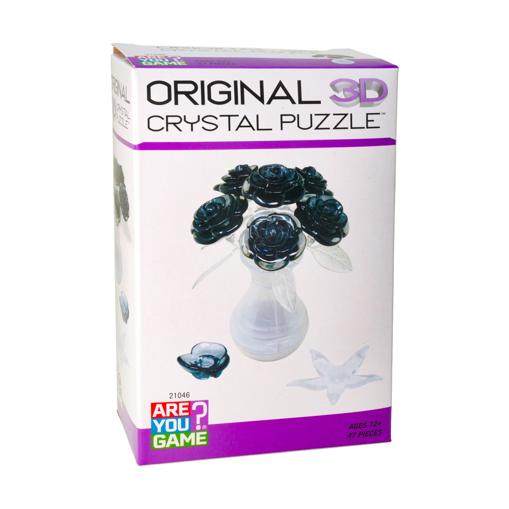 3D Crystal Puzzle - Roses in a Vase (Black Roses w/Clear & White