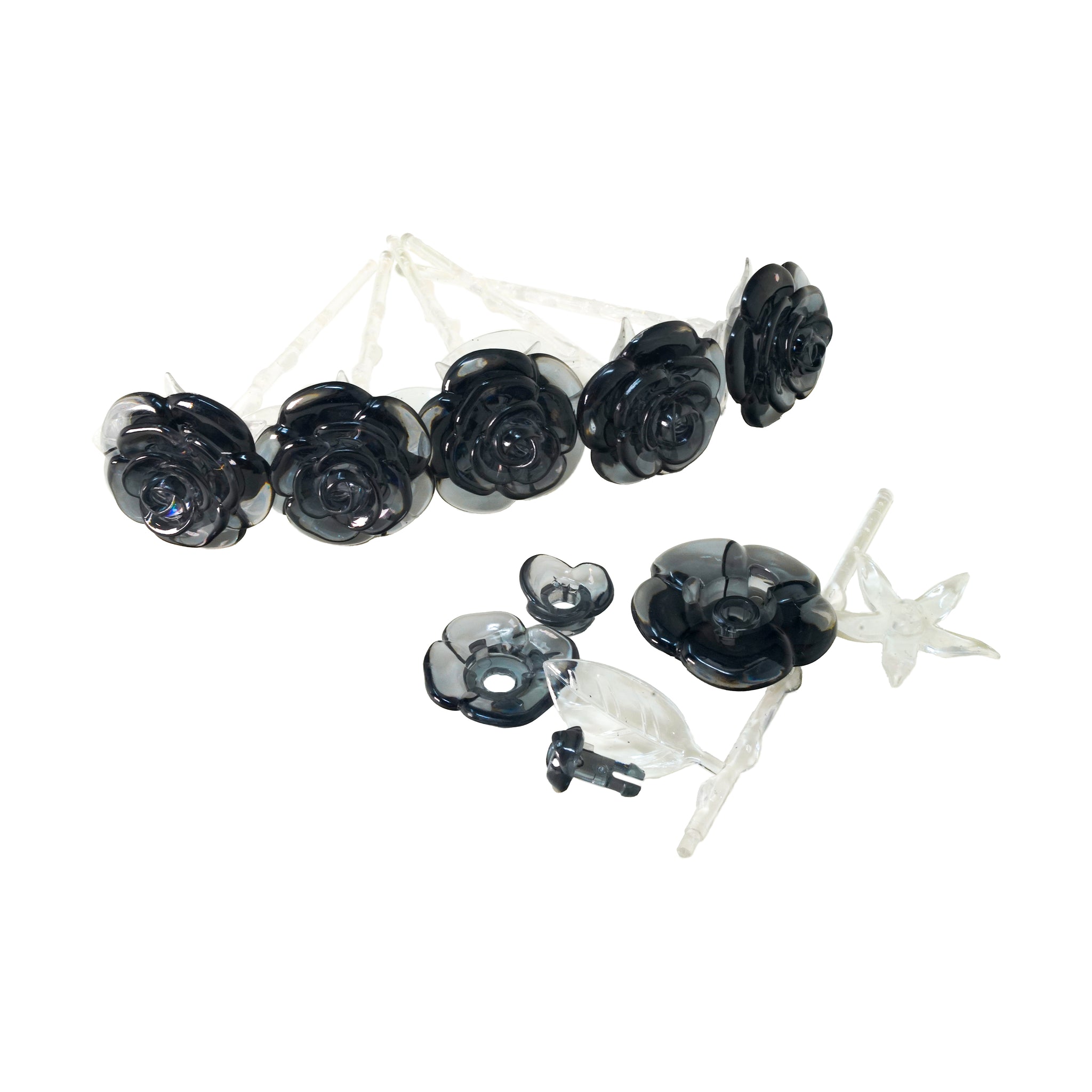 3D Crystal Puzzle - Roses in a Vase (Black Roses w/Clear & White
