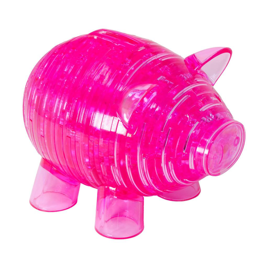 AreYouGame.com 3D Crystal Puzzle - Deluxe Piggy Bank with Stickers (Hot Pink): 93 Pcs