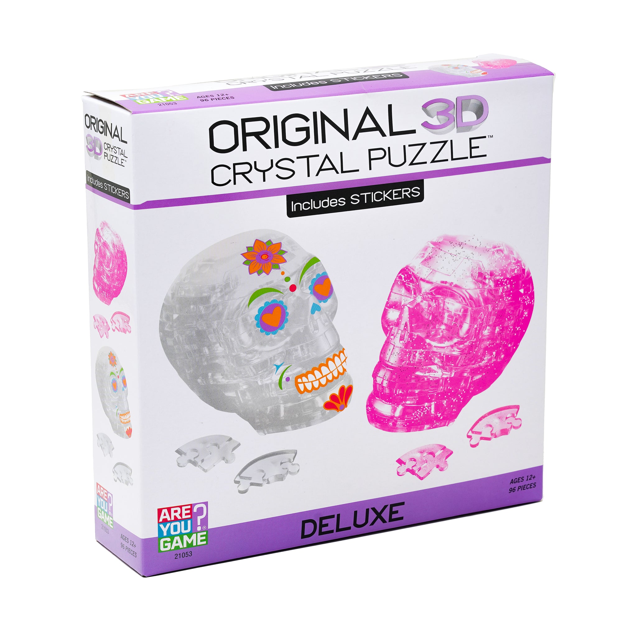 3D Crystal Puzzle - Deluxe Skulls 2-Pack with Stickers (White/Pink
