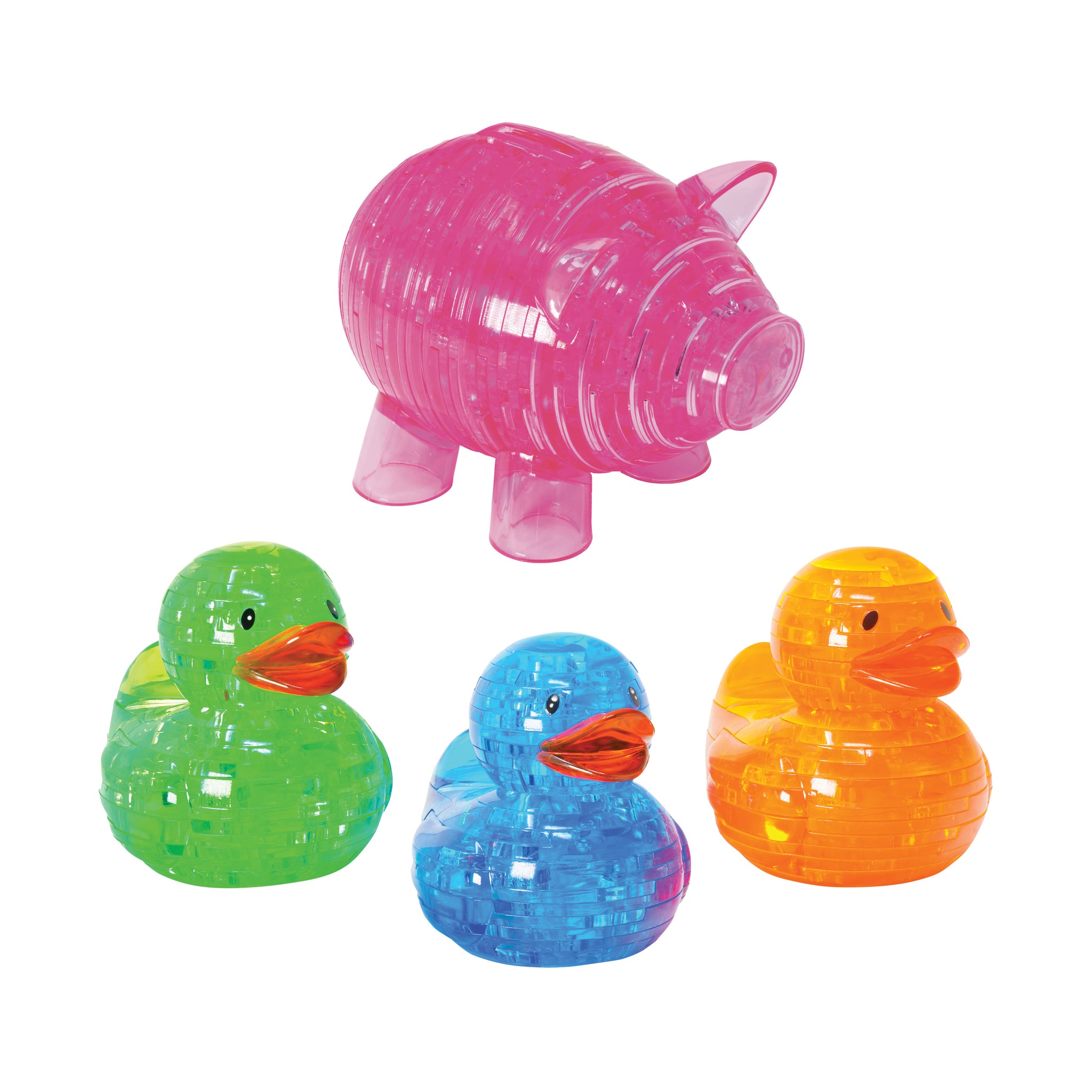 Crystalux 全種セット 3D Crystal Puzzle - Deluxe Rubber Ducks (Neon Orange/Green/Blue