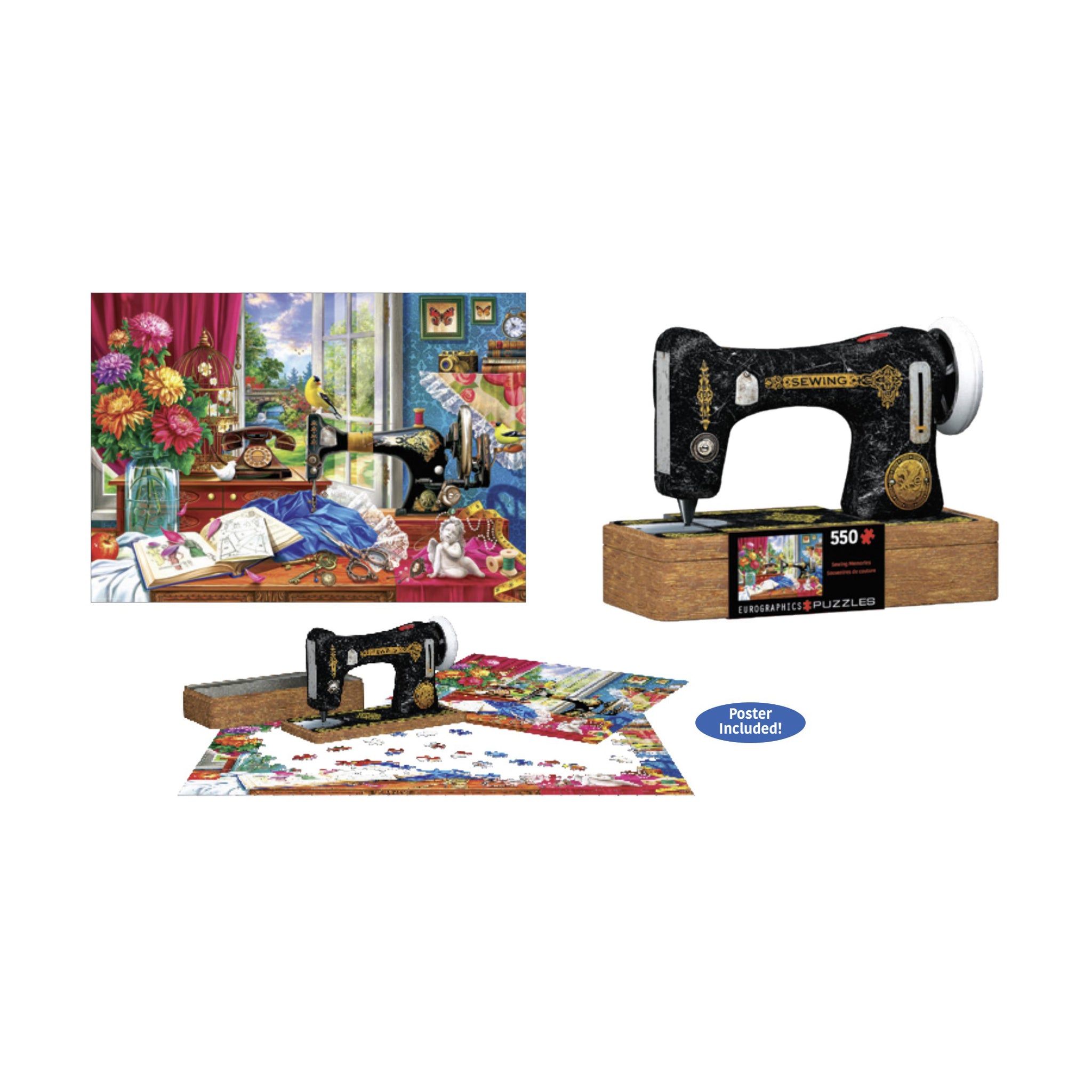 Sewing Memories Collectible Shaped Tin Puzzle: 550 Pcs