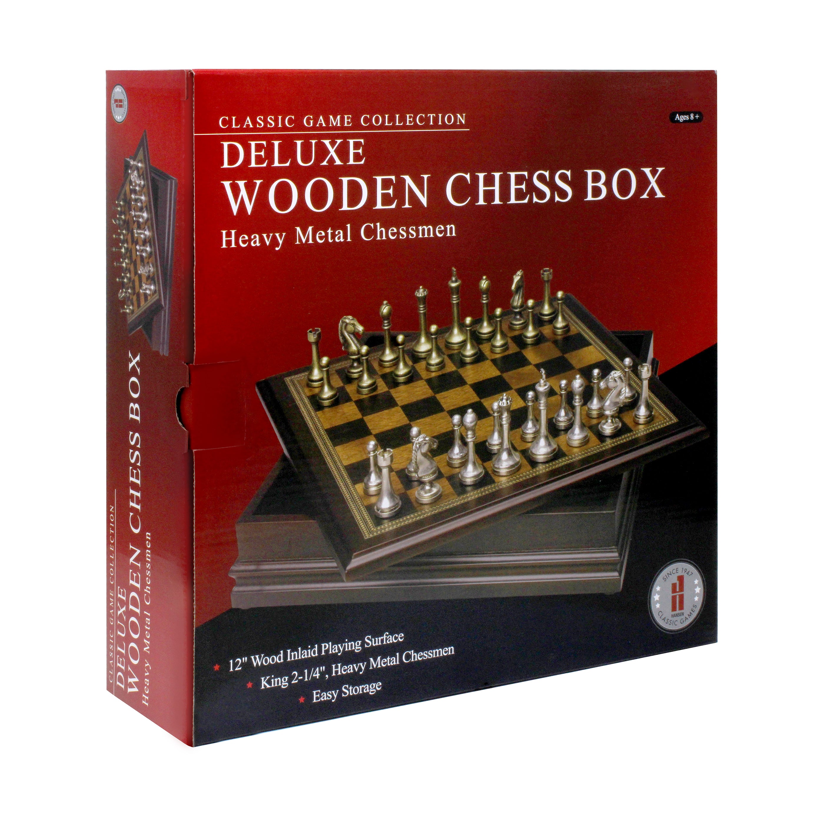 Classic Game Collection - Deluxe Wooden Chess Box with Heavy Metal Classic Game Collection - Deluxe Wooden Chess Box with Heavy Metal