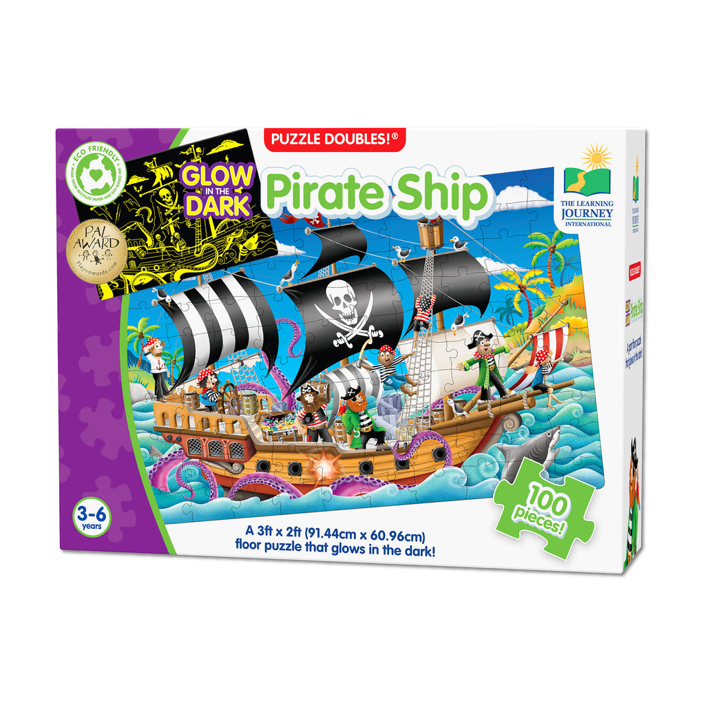 The Learning Journey Puzzle Doubles! - Glow in the Dark Pirate Ship: 100 Pcs