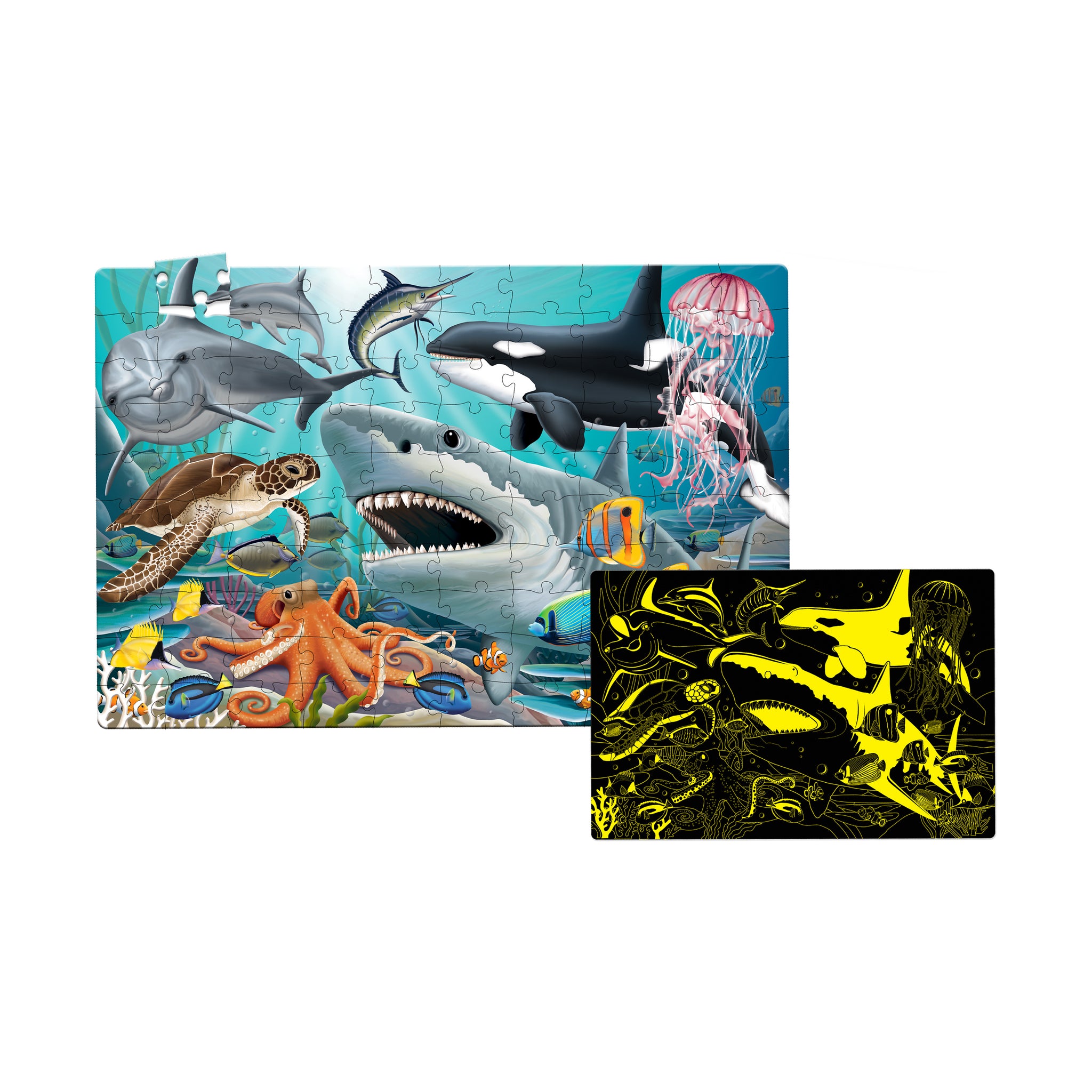 Puzzle Doubles! - Glow in the Dark Sea Life: 100 Pcs | AreYouGame