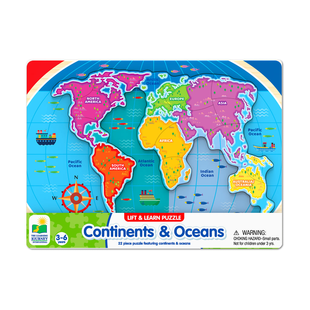 The Learning Journey Lift & Learn Puzzle - Continents & Oceans: 22 Pcs