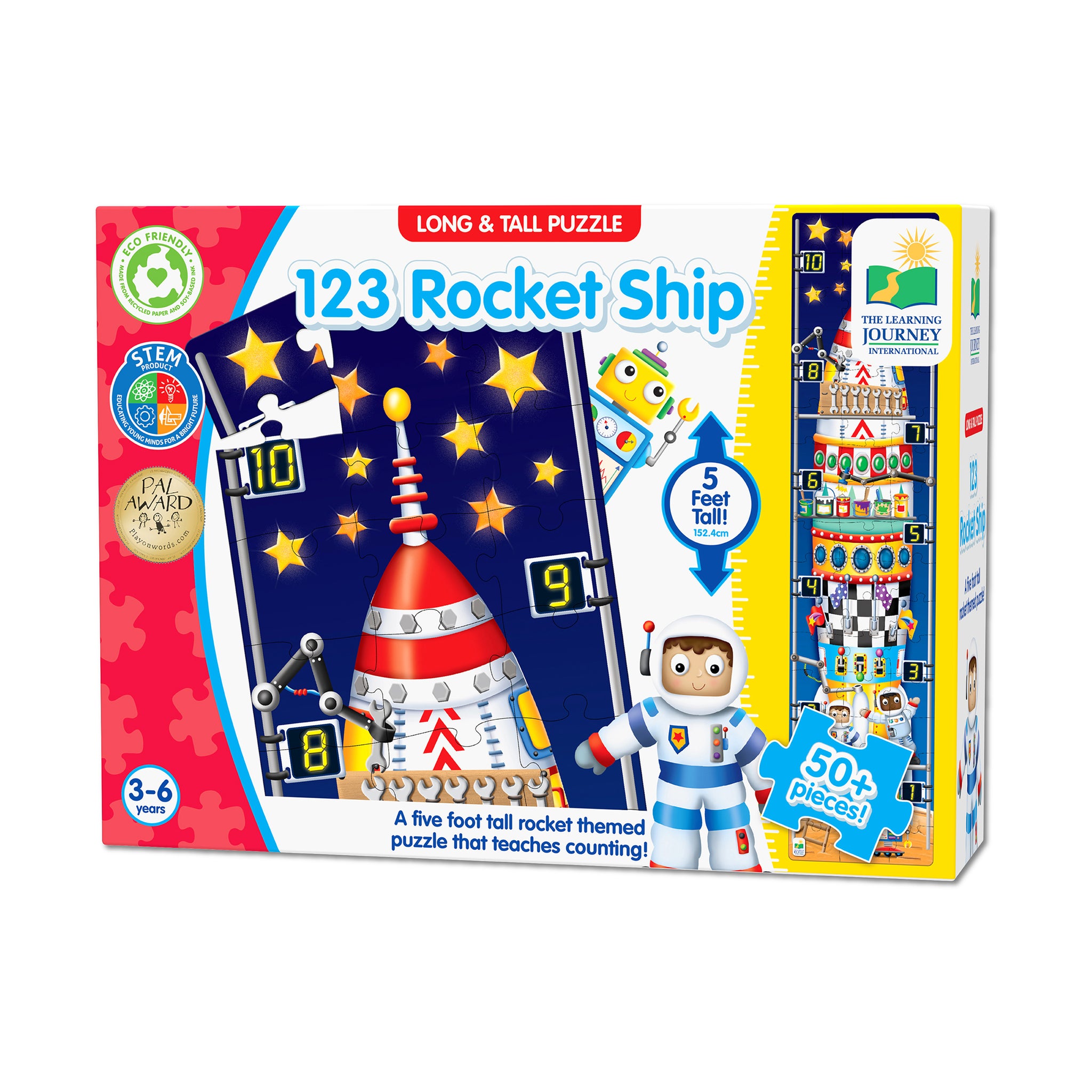 Long & Tall Puzzle - 123 Rocket Ship: 50+ Pcs | AreYouGame