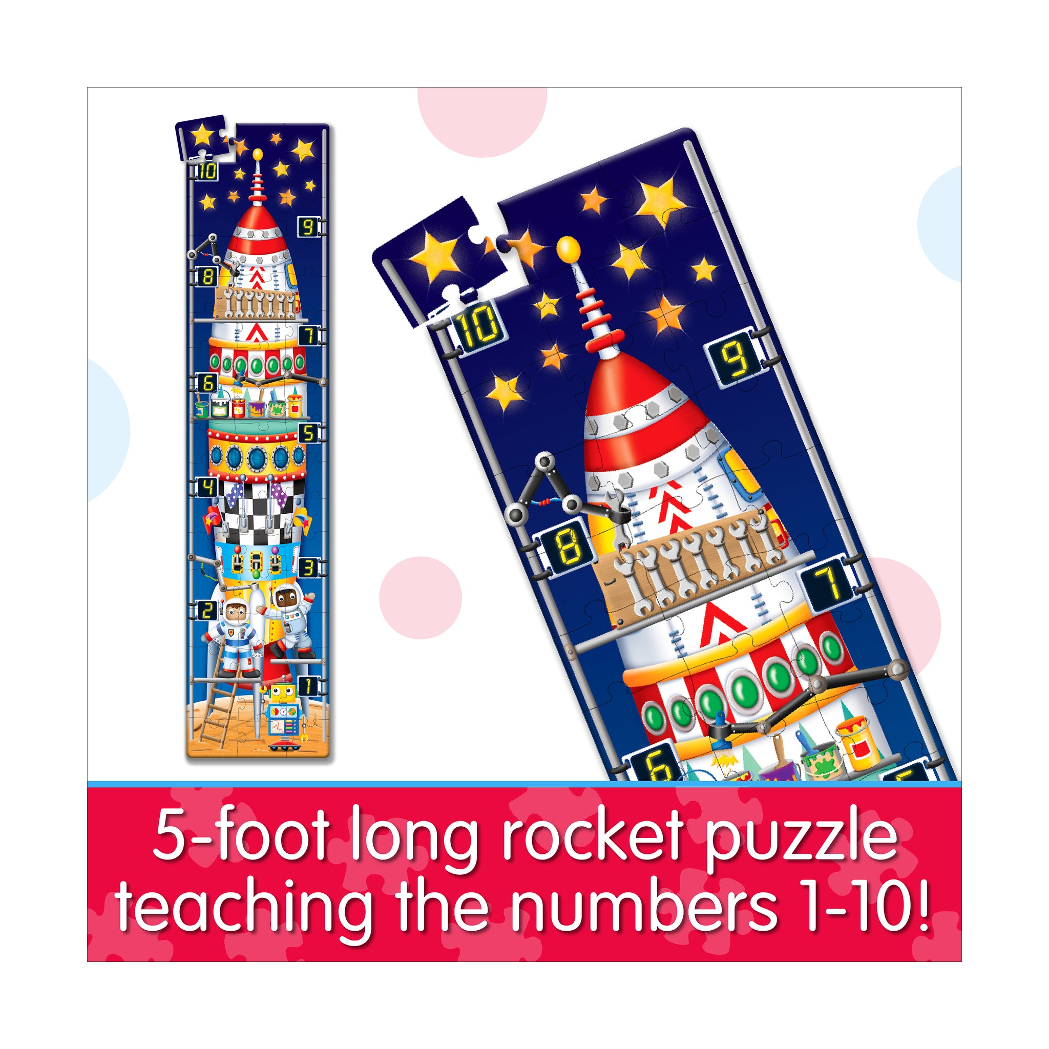 Long & Tall Puzzle - 123 Rocket Ship: 50+ Pcs | AreYouGame