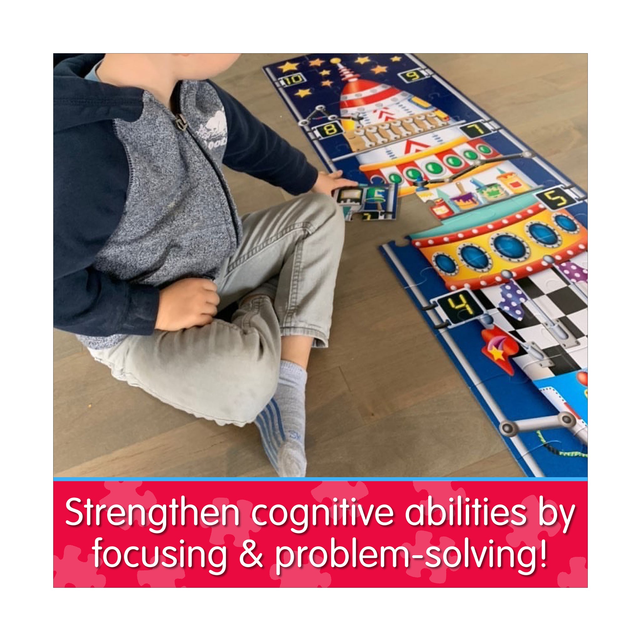 Long & Tall Puzzle - 123 Rocket Ship: 50+ Pcs | AreYouGame