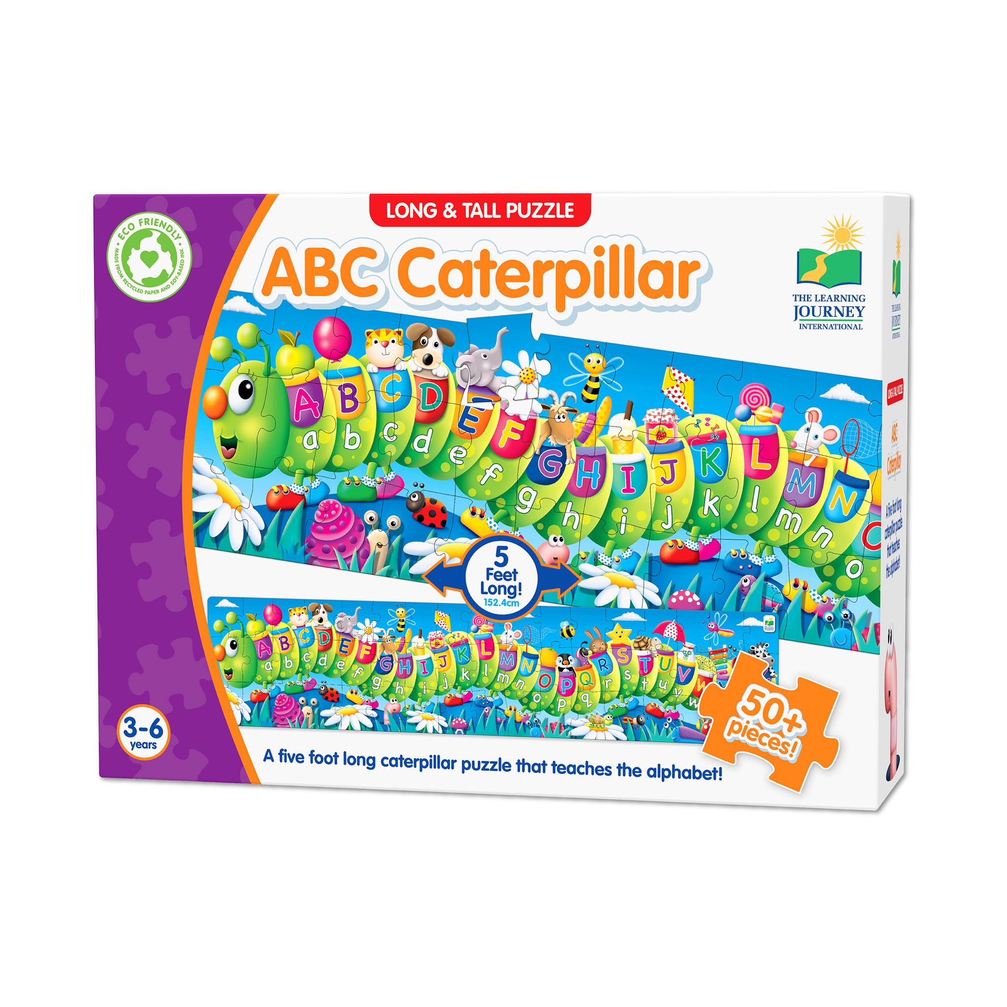 Long & Tall Puzzle - ABC Caterpillar: 50+ Pcs | AreYouGame
