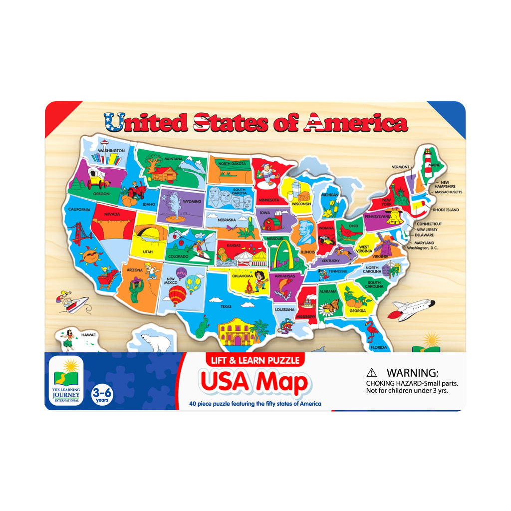 The Learning Journey Lift & Learn Puzzle - USA Map: 40 Pcs