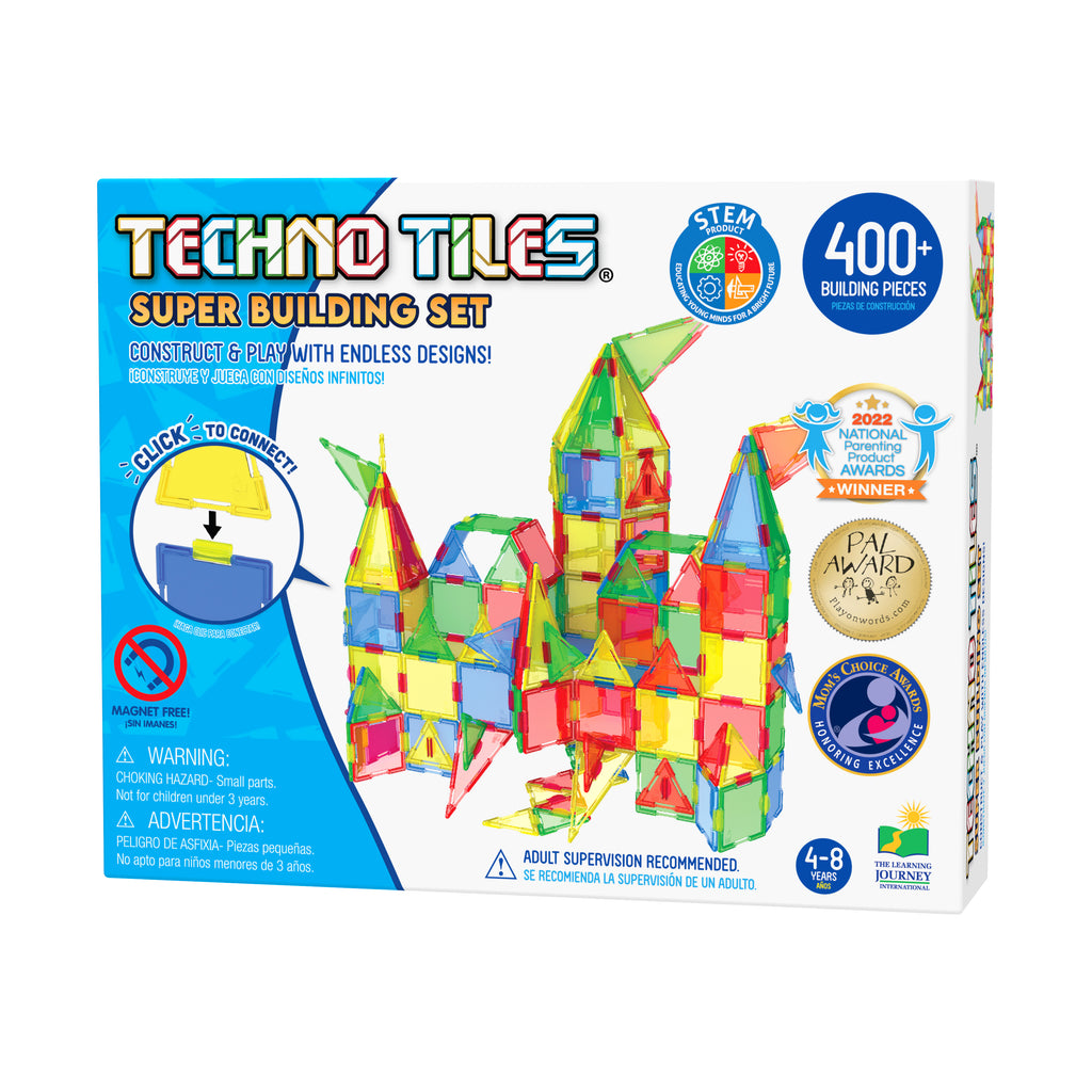 The Learning Journey Techno Tiles - Super Building Set: Primary Colors: 400+ Pcs
