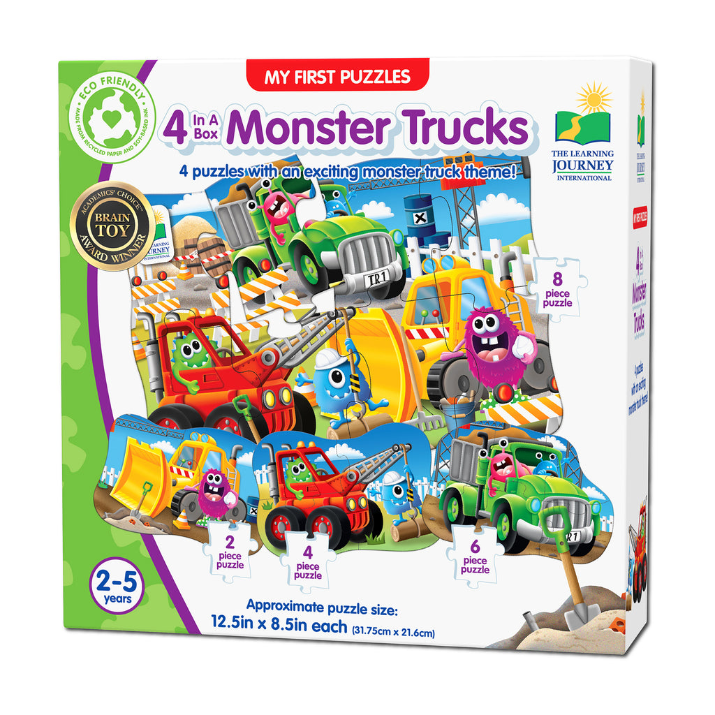 The Learning Journey My First Puzzles - 4 In A Box - Monster Trucks: 20 Pcs