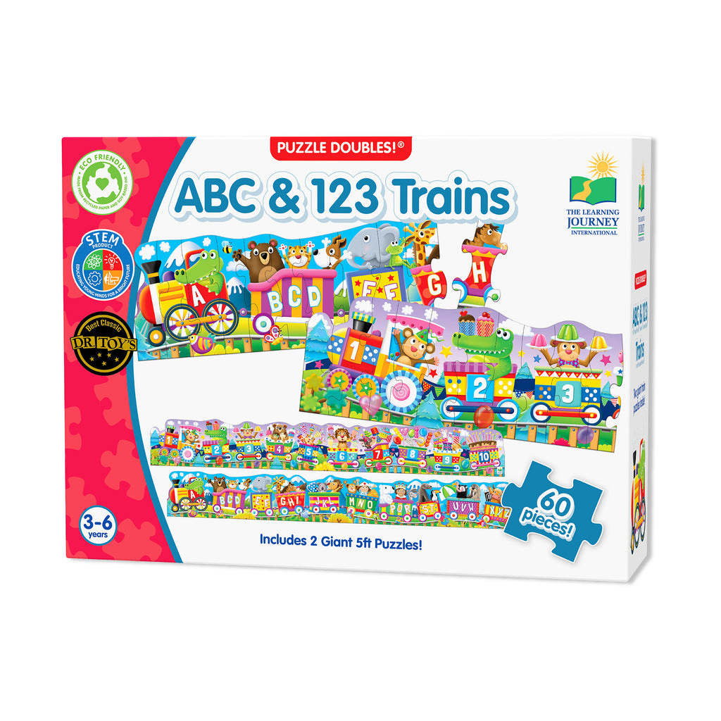 The Learning Journey Puzzle Doubles! - ABC & 123 Trains: 60 Pcs
