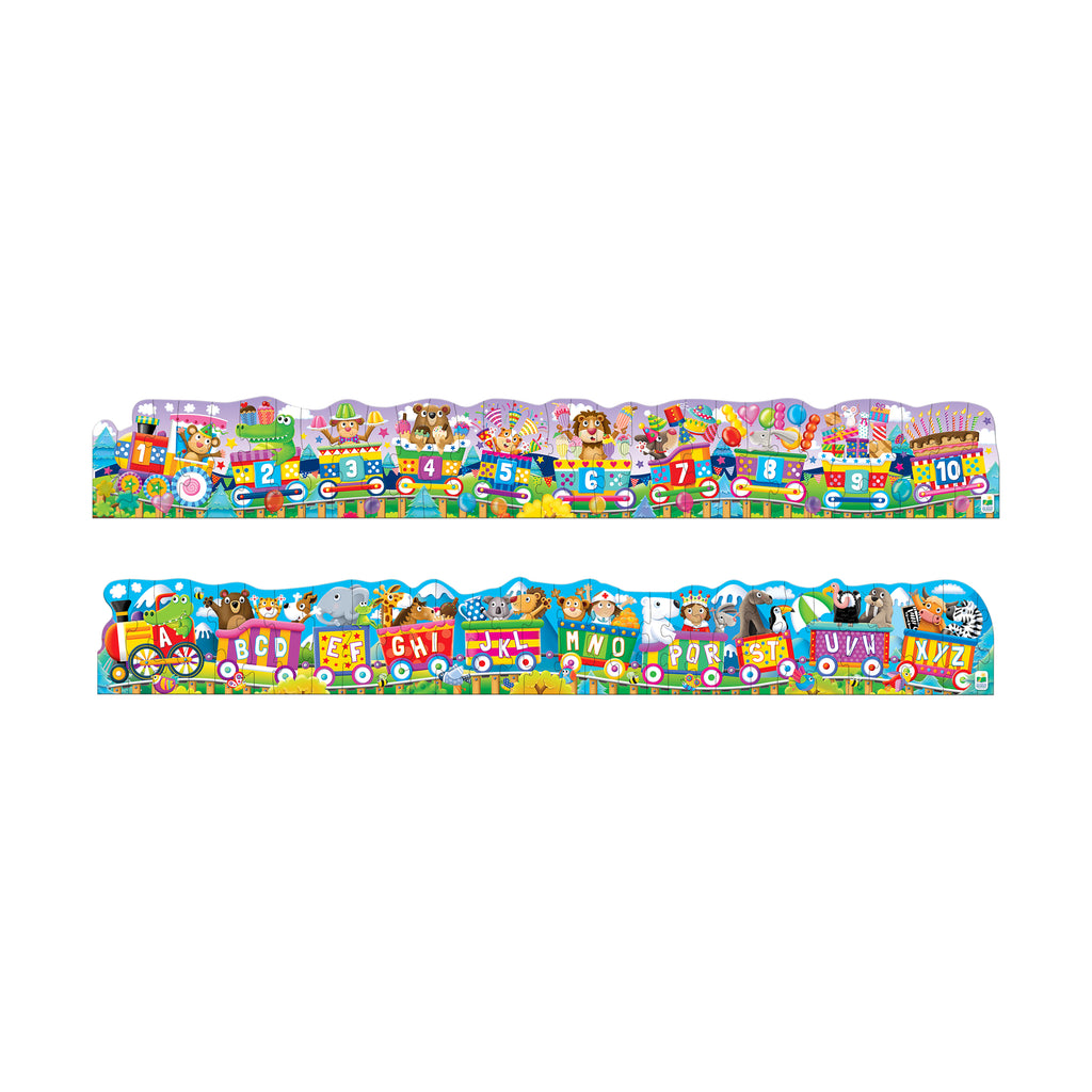 Puzzle Doubles! ABC 123 Trains: 60 Pcs Floor Puzzles