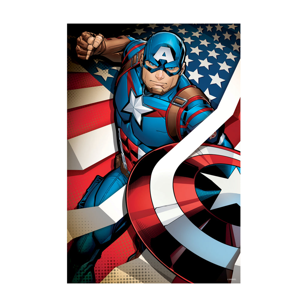 Prime 3D Marvel Avengers - Captain America 3D Lenticular Jigsaw Puzzle in a Collectible Shaped Tin: 300 Pcs