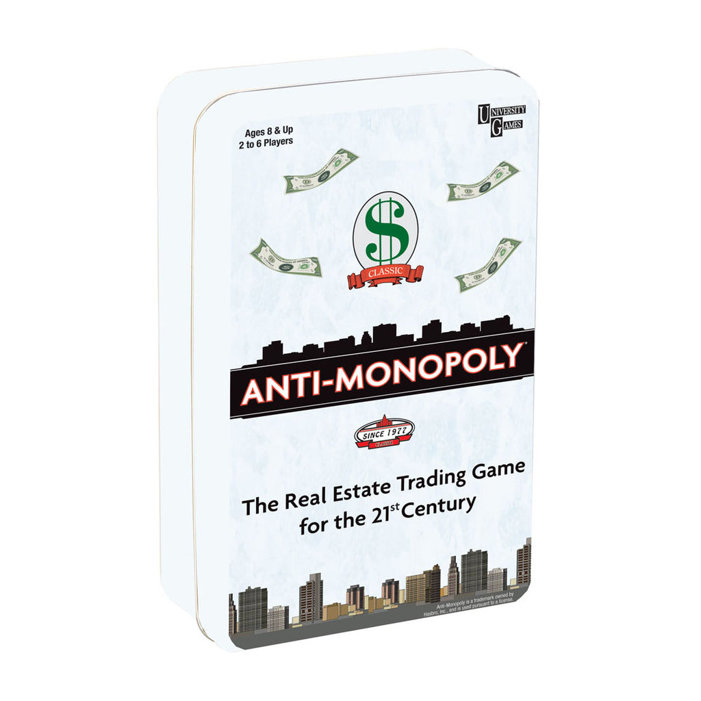 University Games Anti-Monopoly Game Travel Tin