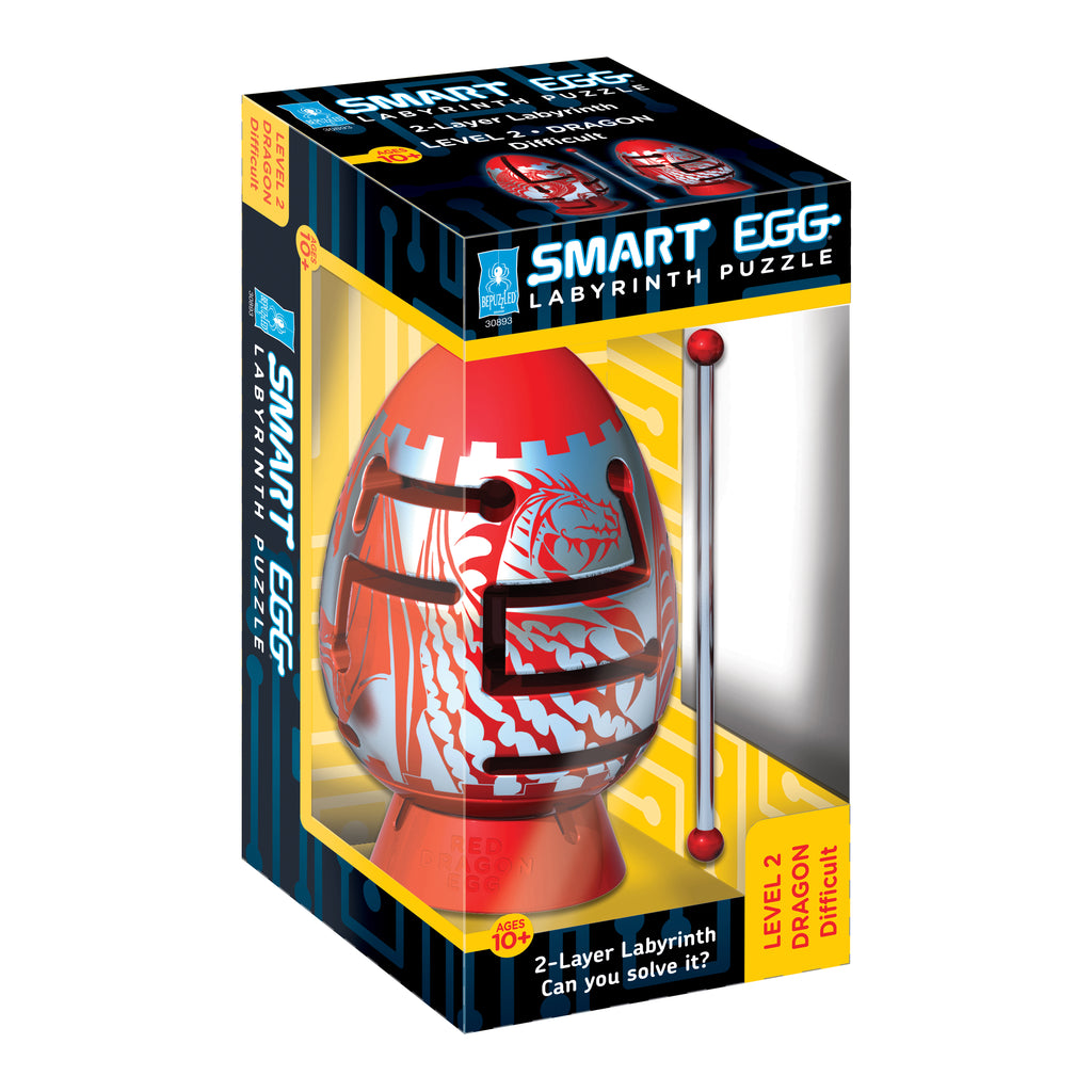 BePuzzled Smart Egg 2-Layer Labyrinth Puzzle - Red Dragon: Difficult