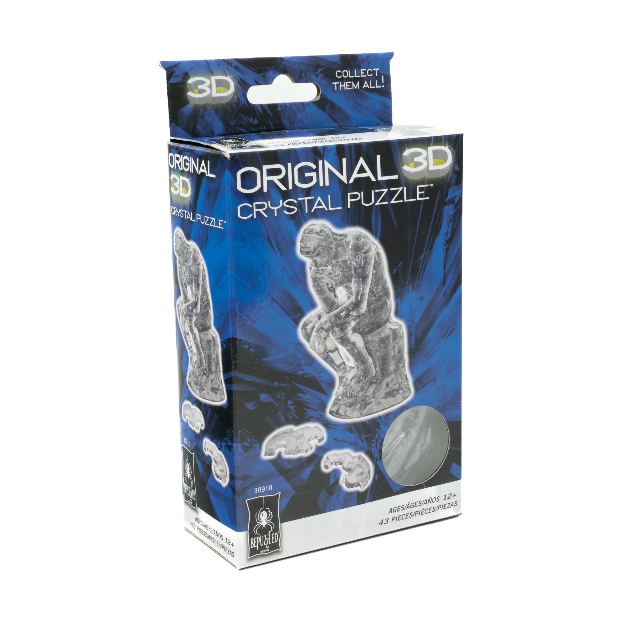 3D Crystal Puzzle - The Thinker (Clear): 43 Pcs | AreYouGame