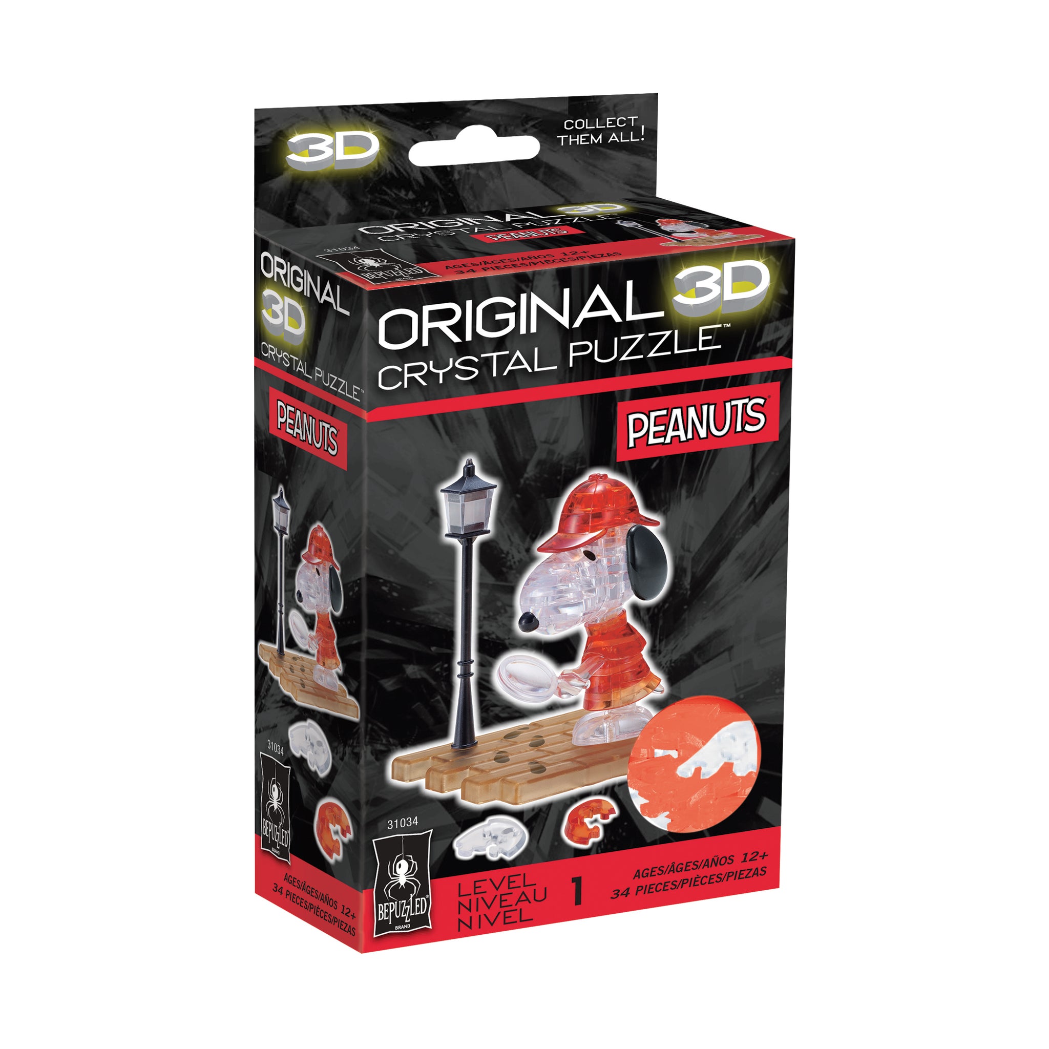 3D Crystal Puzzle - Peanuts Detective Snoopy: 34 Pcs – AreYouGame.com