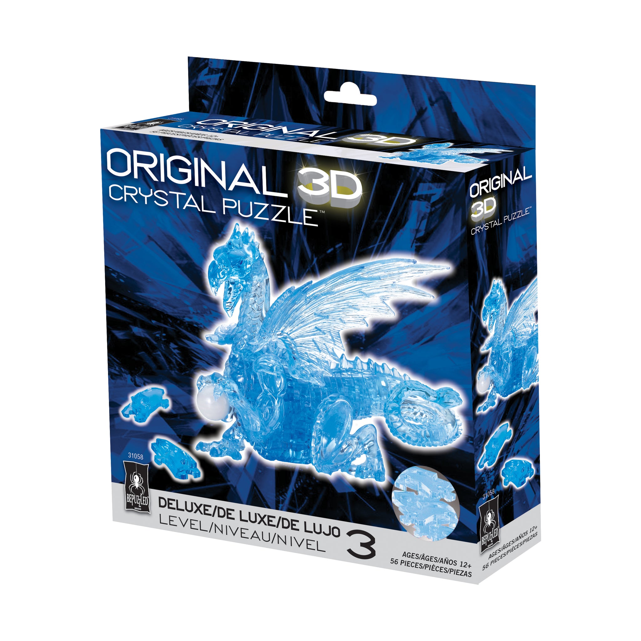 3D Crystal Puzzle - Dragon (Blue): 56 Pcs | AreYouGame