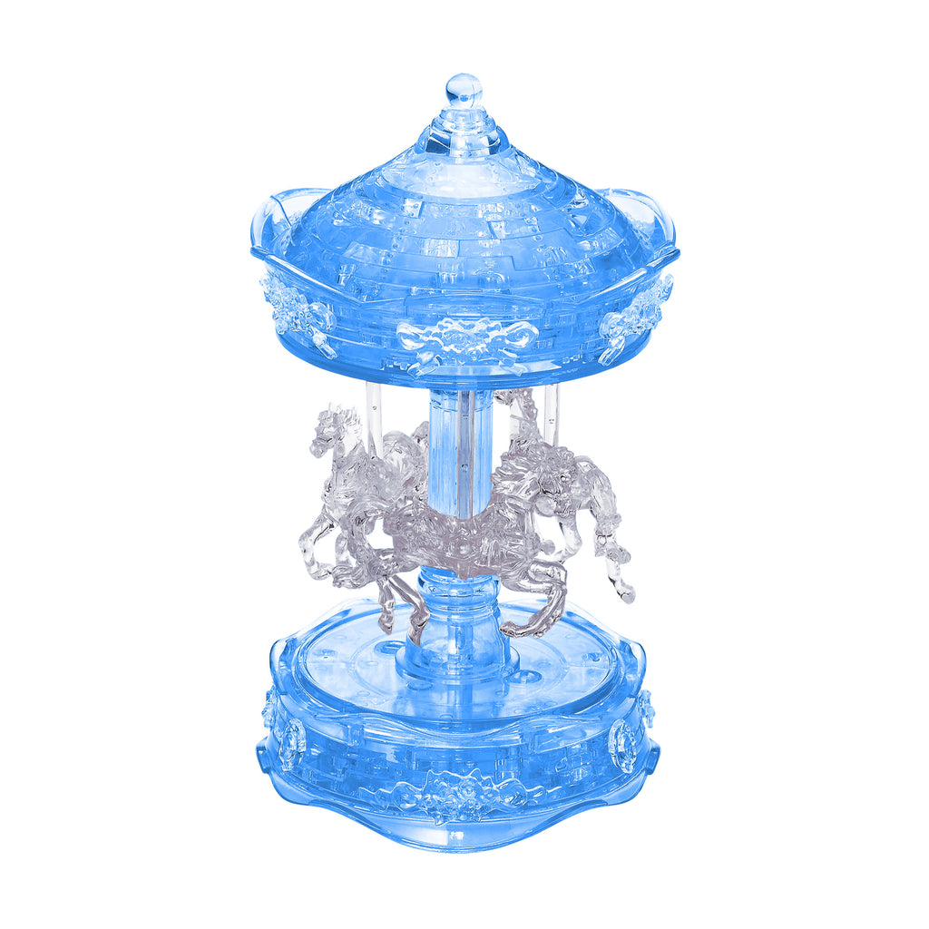 BePuzzled 3D Crystal Puzzle - Carousel (Blue/Clear): 83 Pcs