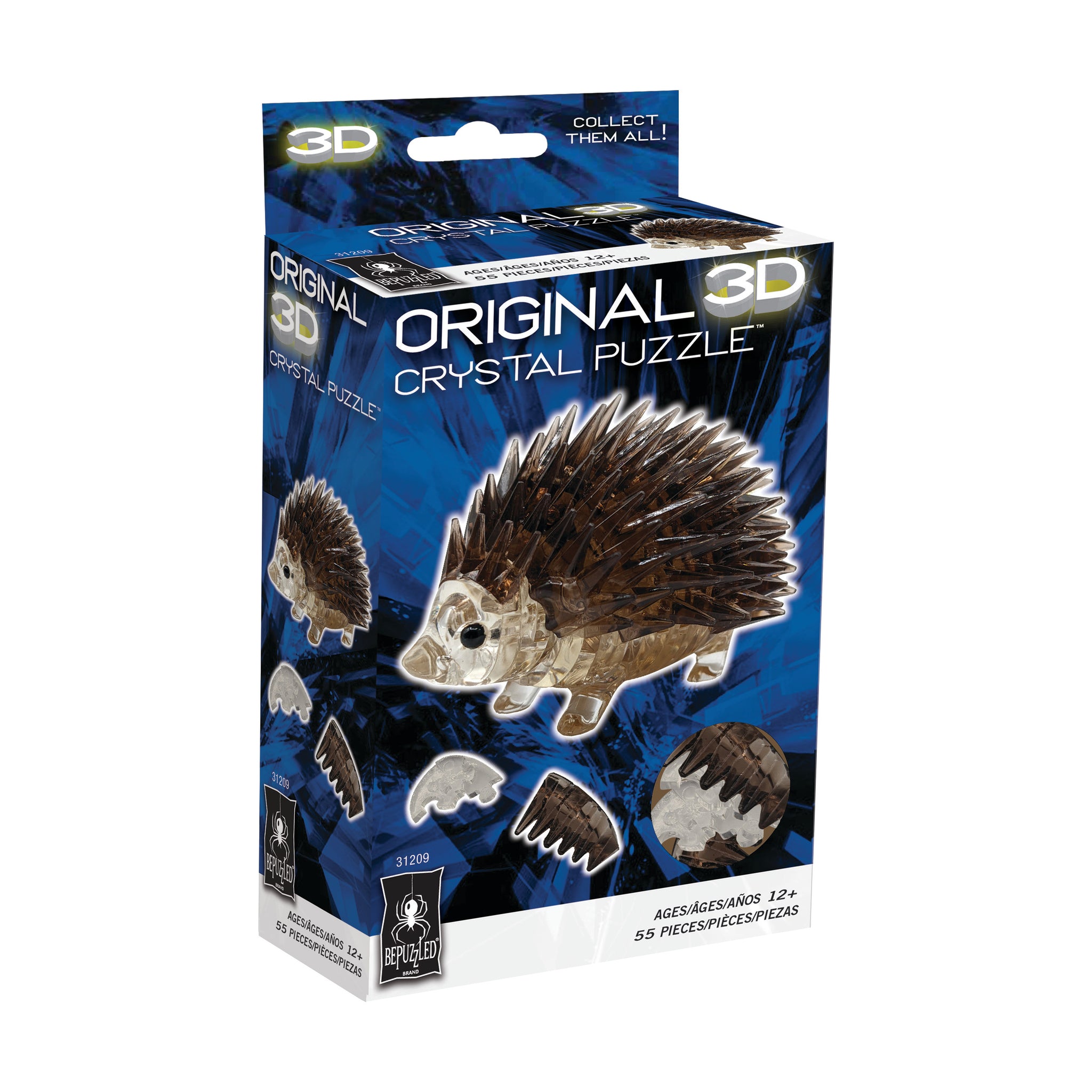3D Crystal Puzzle - Hedgehog: 55 Pcs | AreYouGame – AreYouGame.com