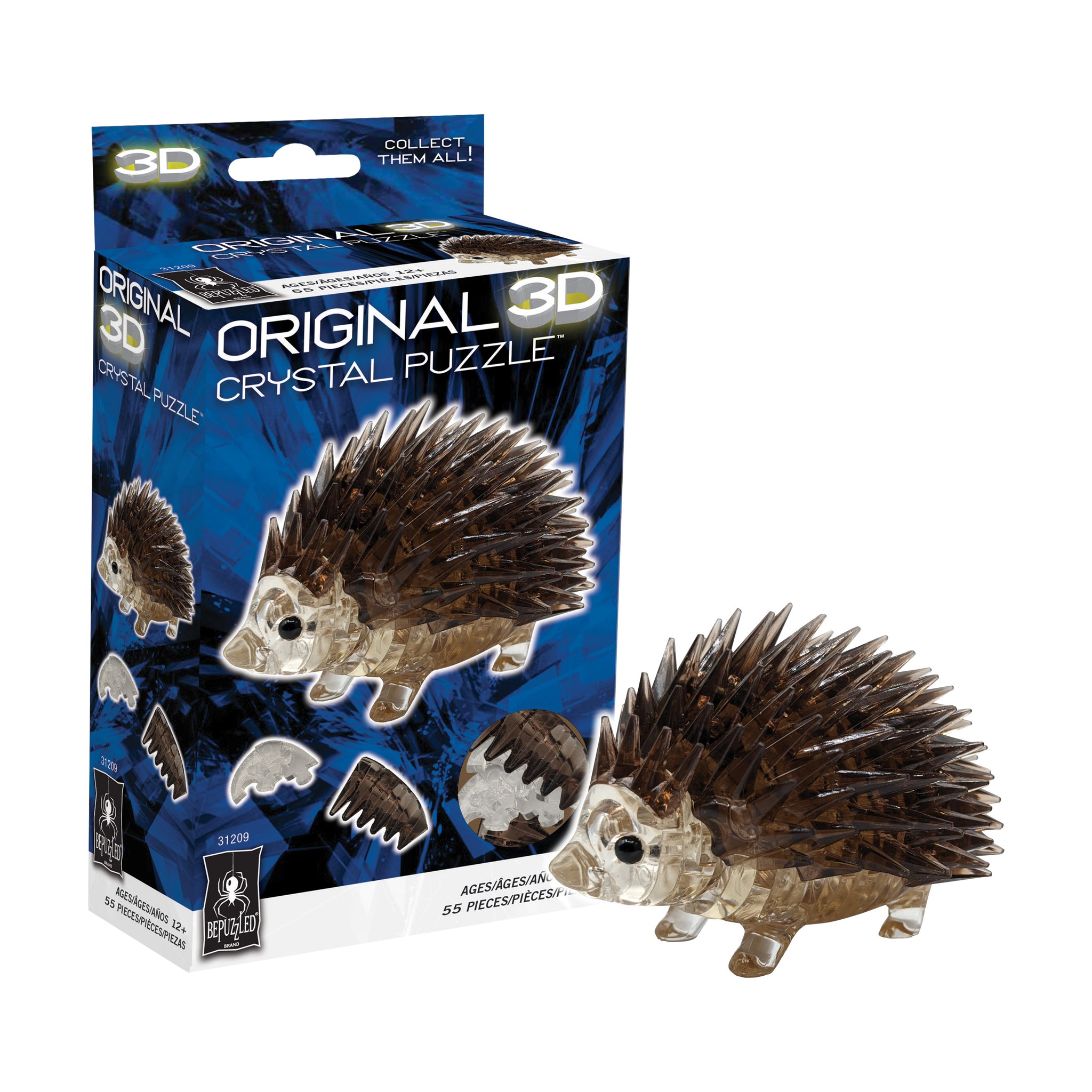 3D Crystal Puzzle - Hedgehog: 55 Pcs | AreYouGame – AreYouGame.com