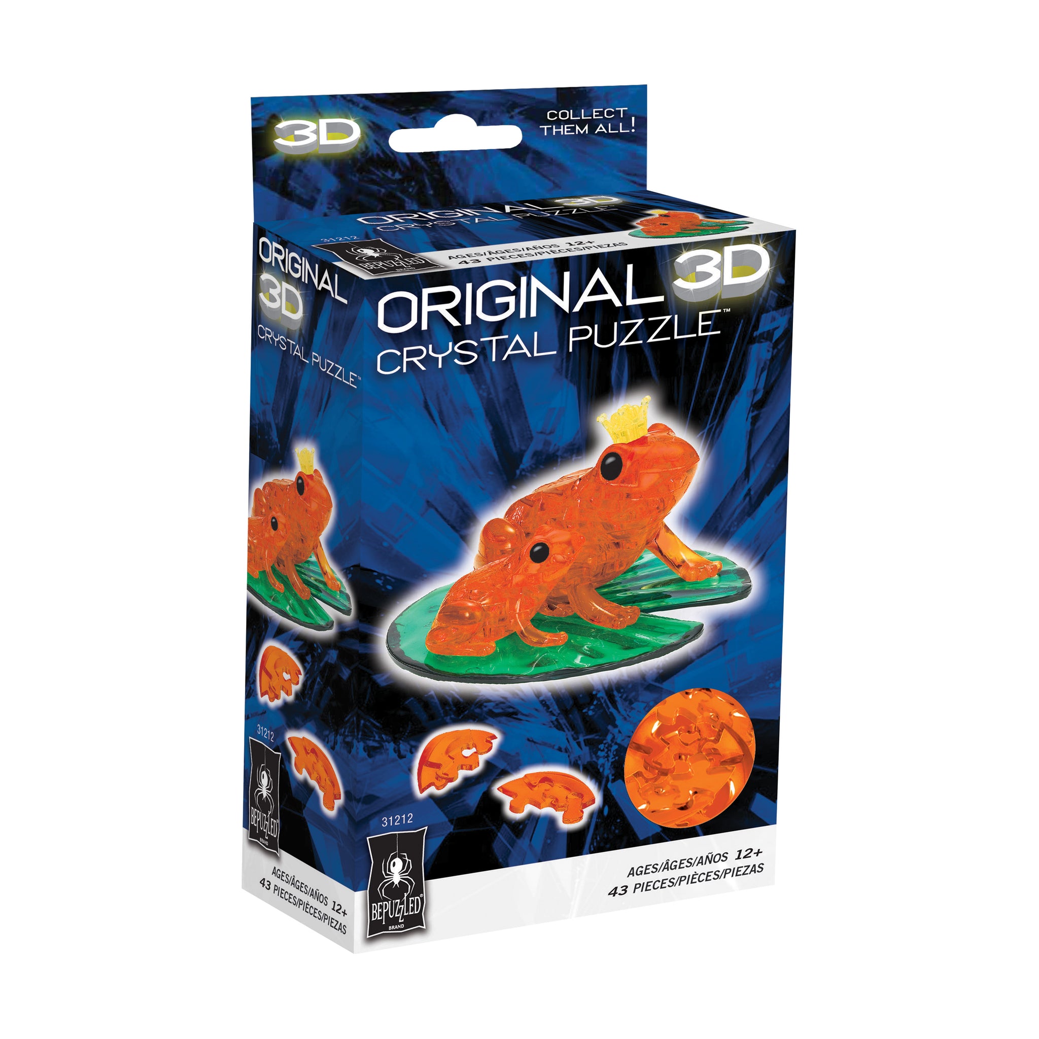 3D Crystal Puzzle - Frog (Orange): 43 Pcs | AreYouGame