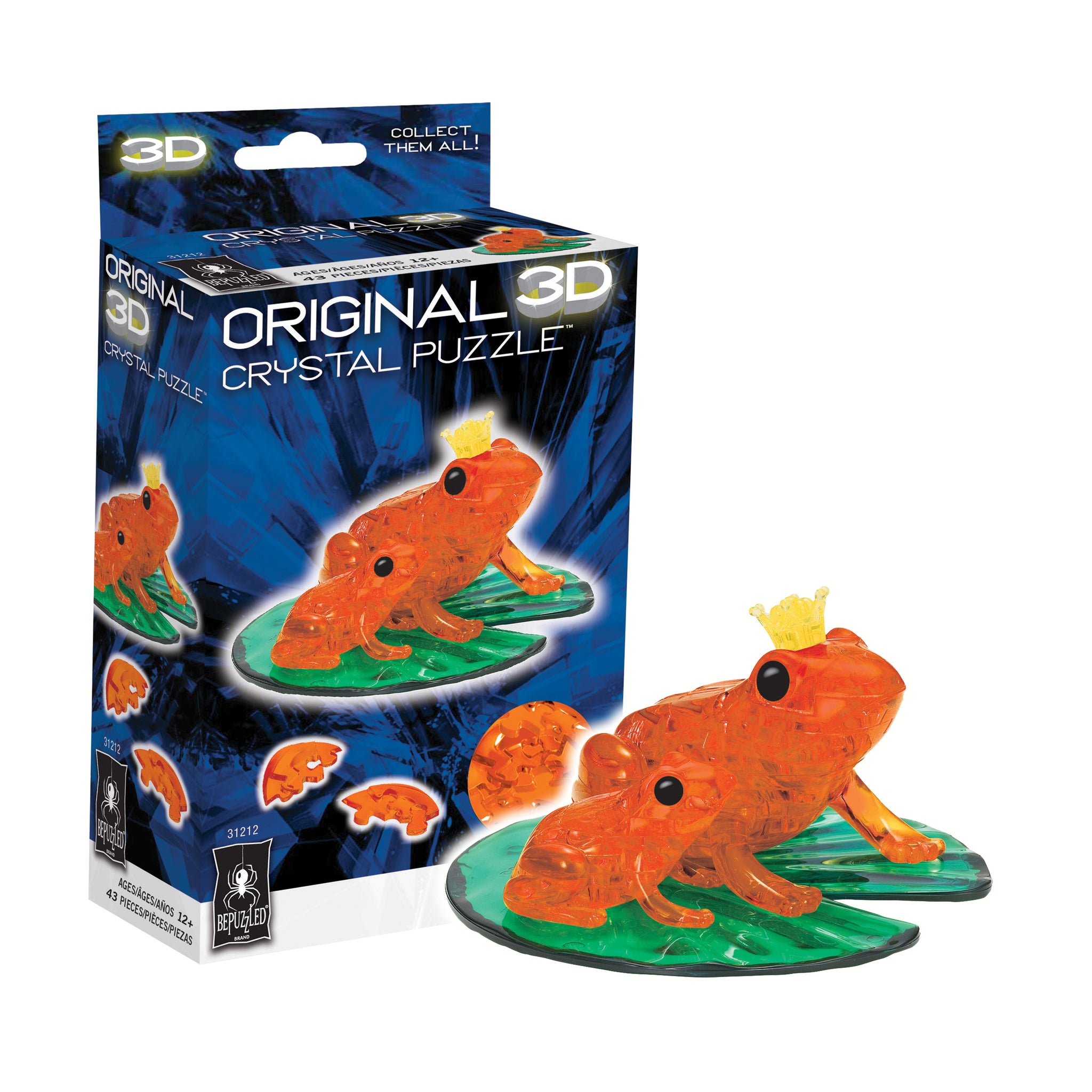 3D Crystal Puzzle - Frog (Orange): 43 Pcs | AreYouGame