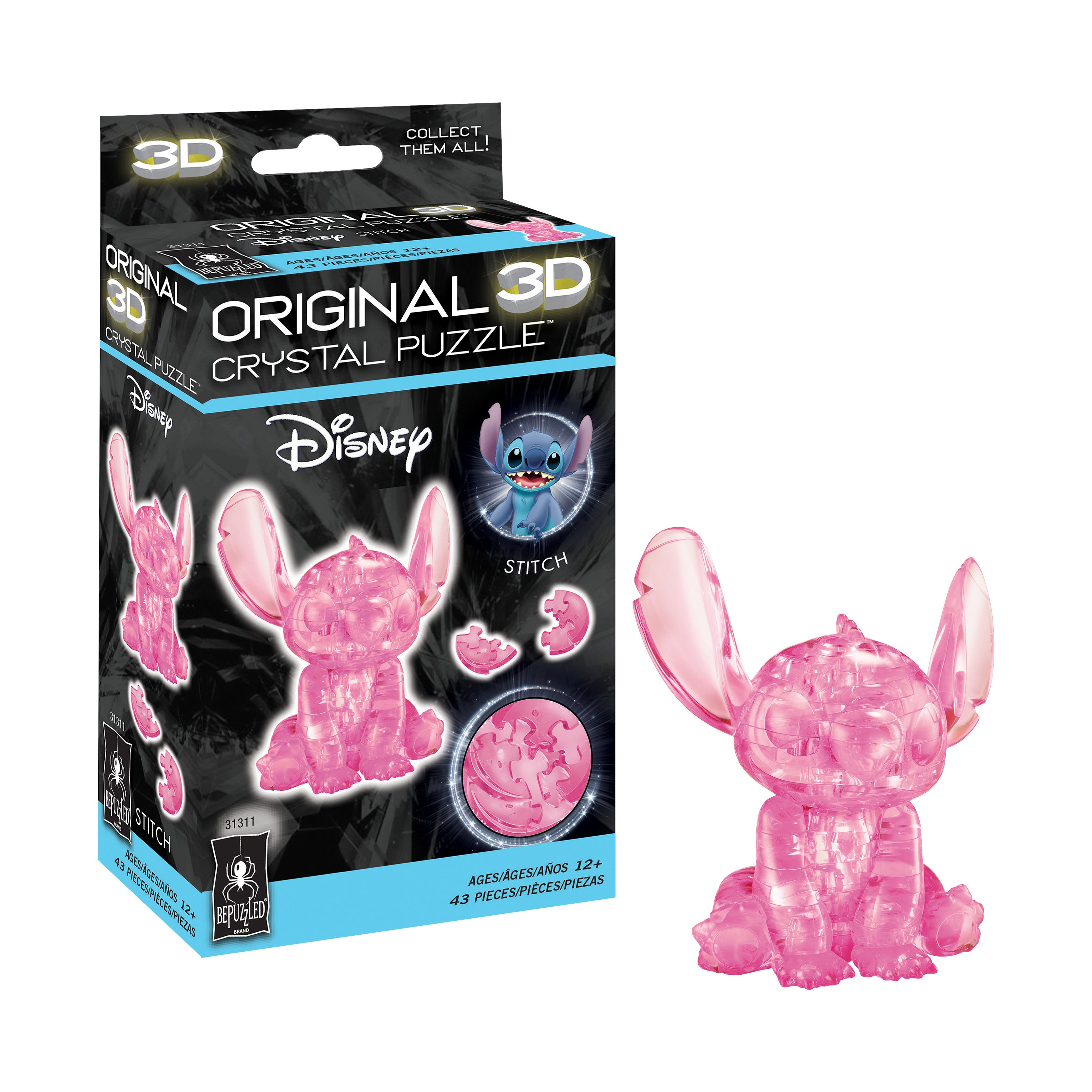 3D Crystal Puzzle - Disney Stitch (Pink): 43 Pcs