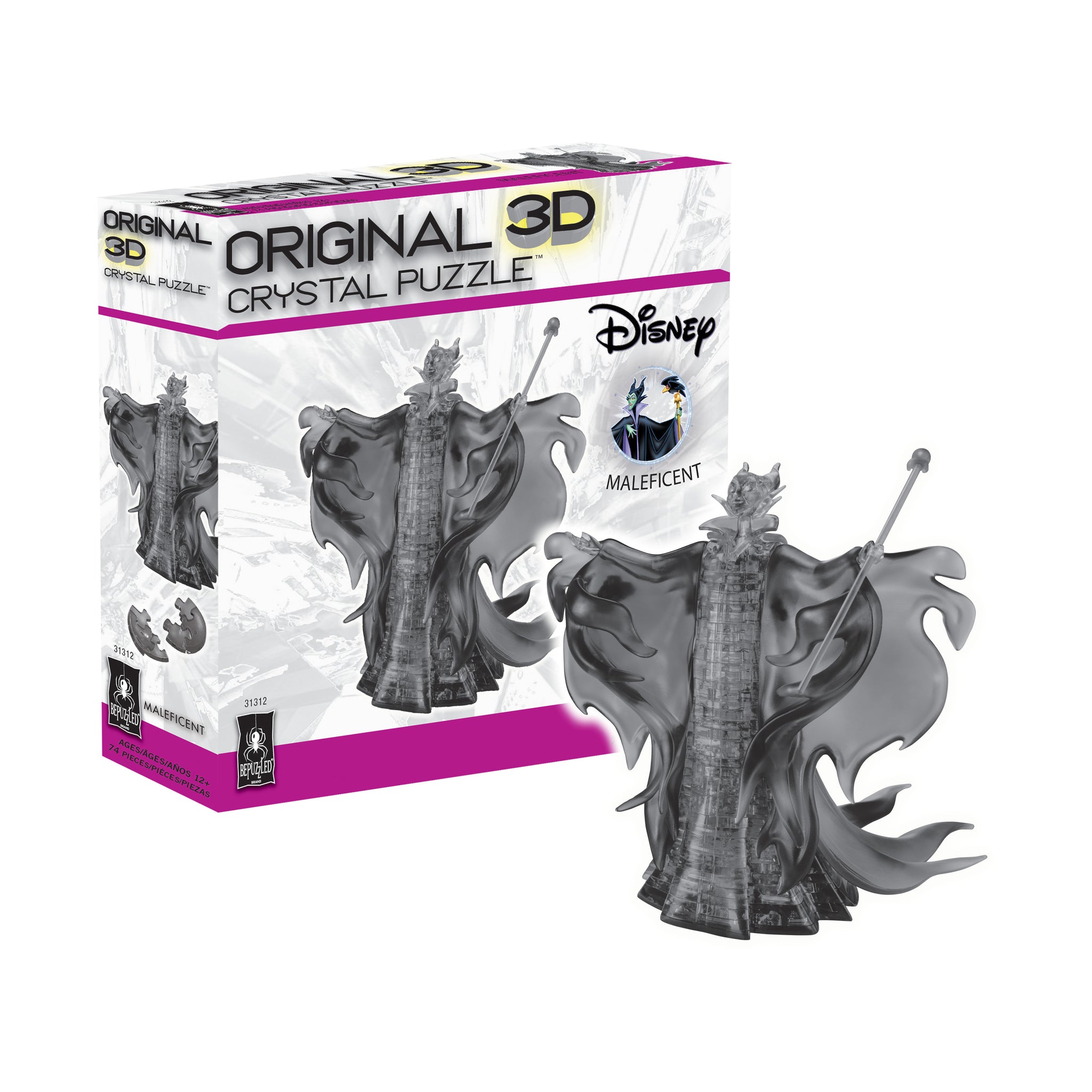 3D Crystal Puzzle - Disney Maleficent (Black): 74 Pcs | AreYouGame