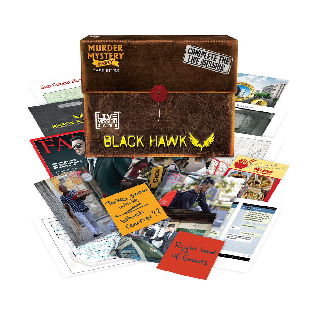 University Games Murder Mystery Party Case Files: Black Hawk Live Mission Game