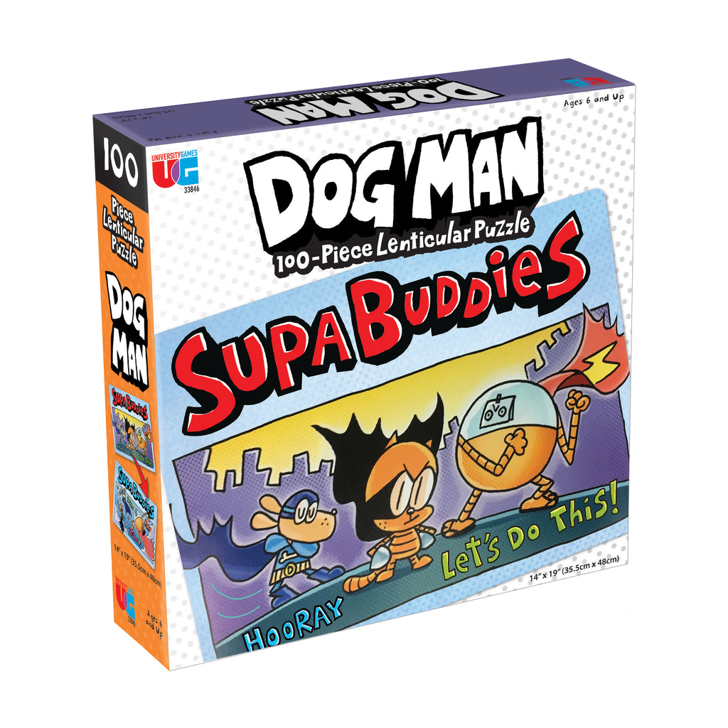University Games Dog Man Supa Buddies Lenticular Jigsaw Puzzle: 100 Pcs